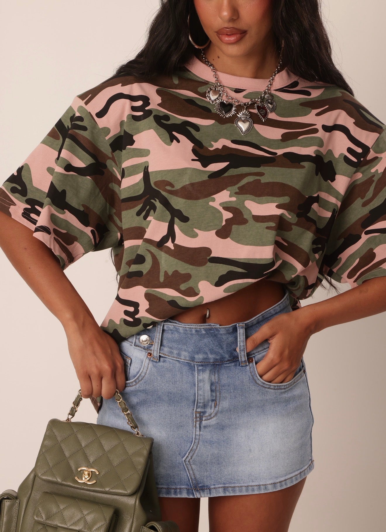 MAGLIA CAMOUFLAGE TALIA ROSA/MARRONE