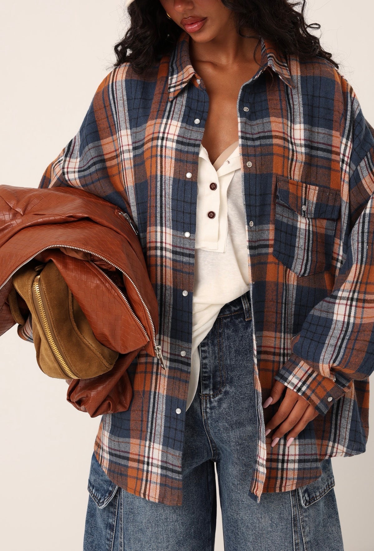 CAMICIA TARTAN BUCAREST BLU/ ARANCIO