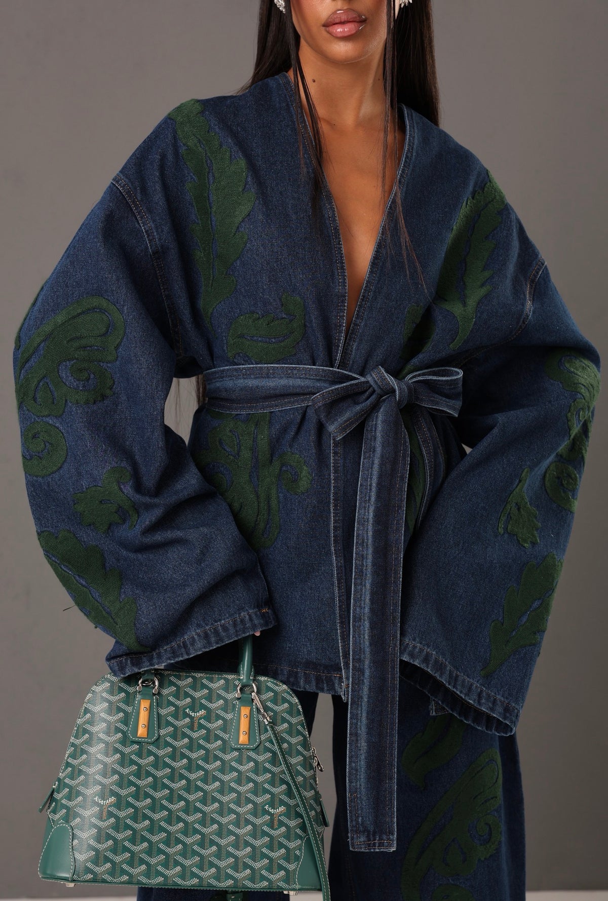 COORDINATO RICAMI INDIE DENIM SCURO