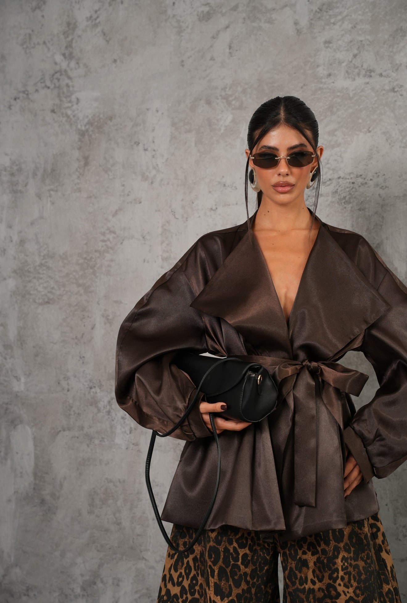 Giacca Satin marrone