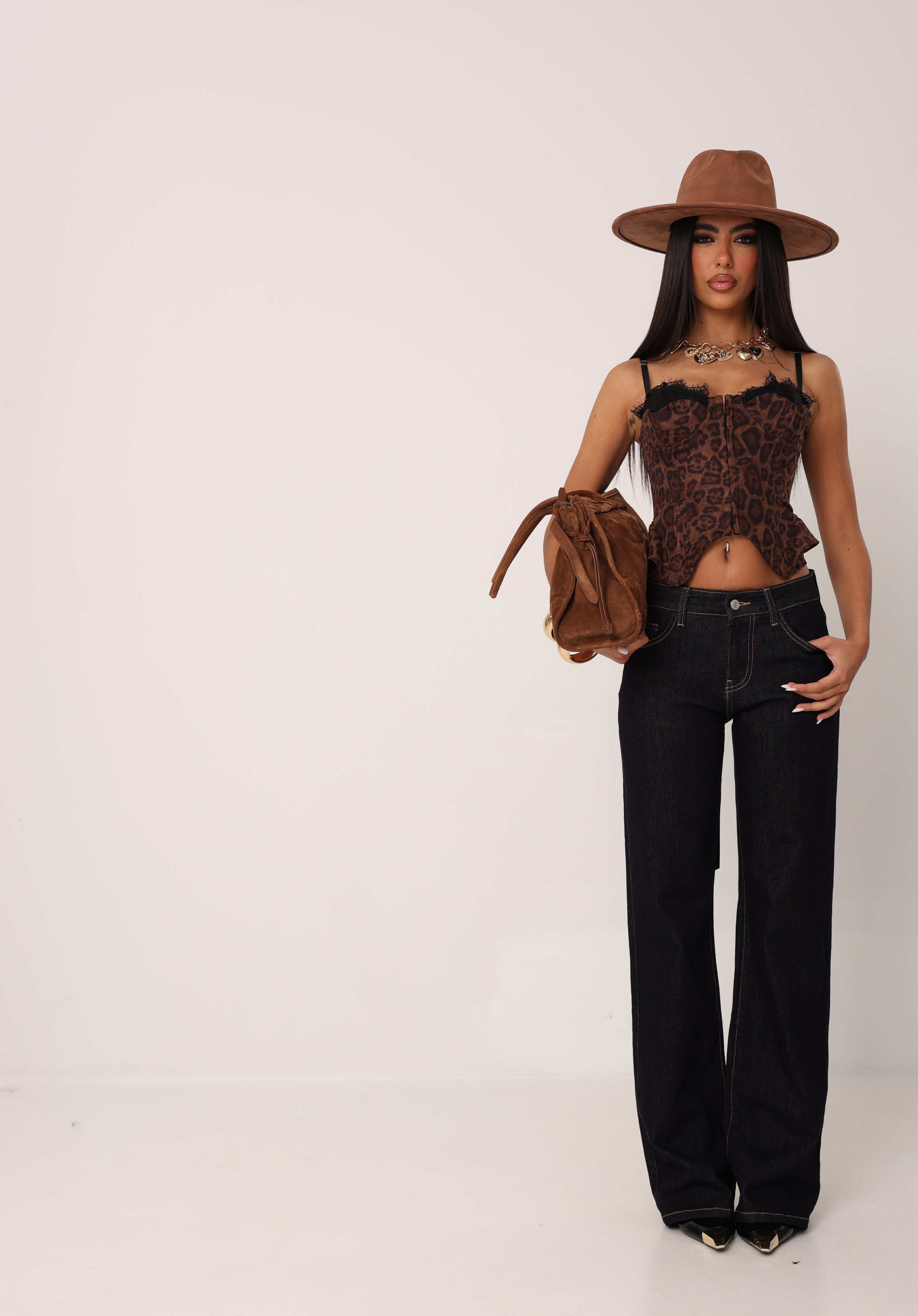 JEANS WIDE LEG JANETE DENIM SCURO