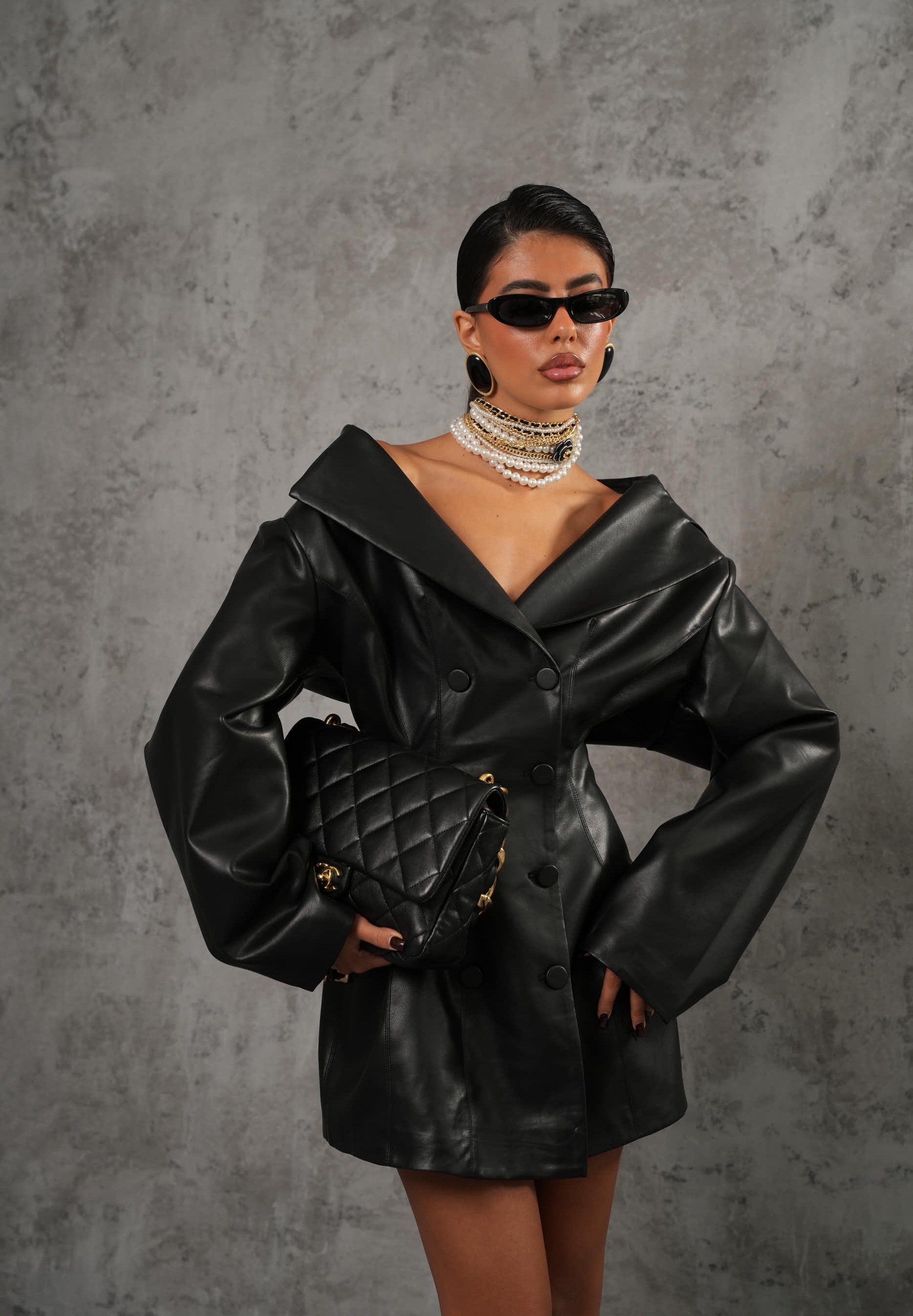 GIACCA/VESTITO ECOPELLE BANUS NERO