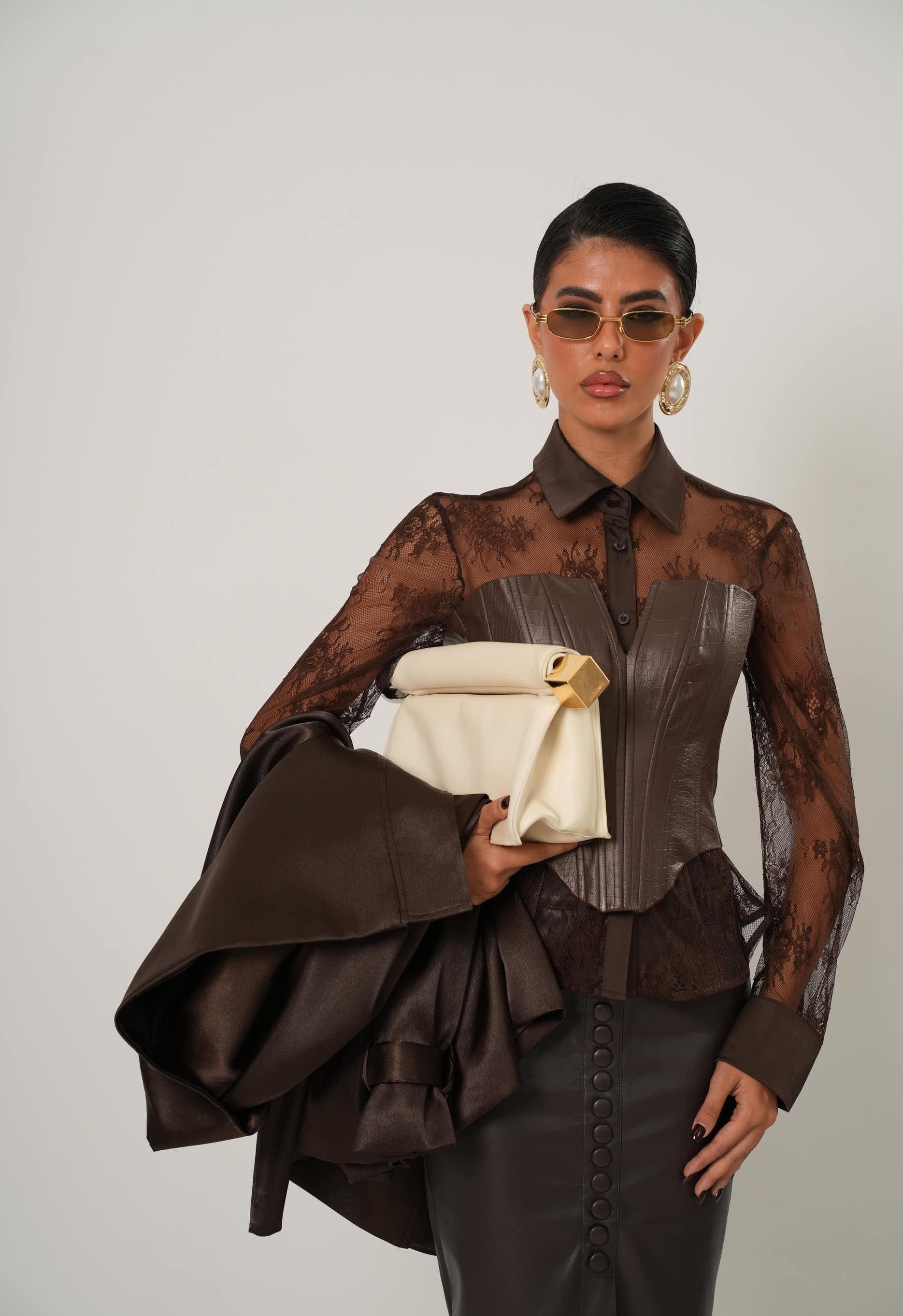 CORSETTO COCODRILO MARRONE