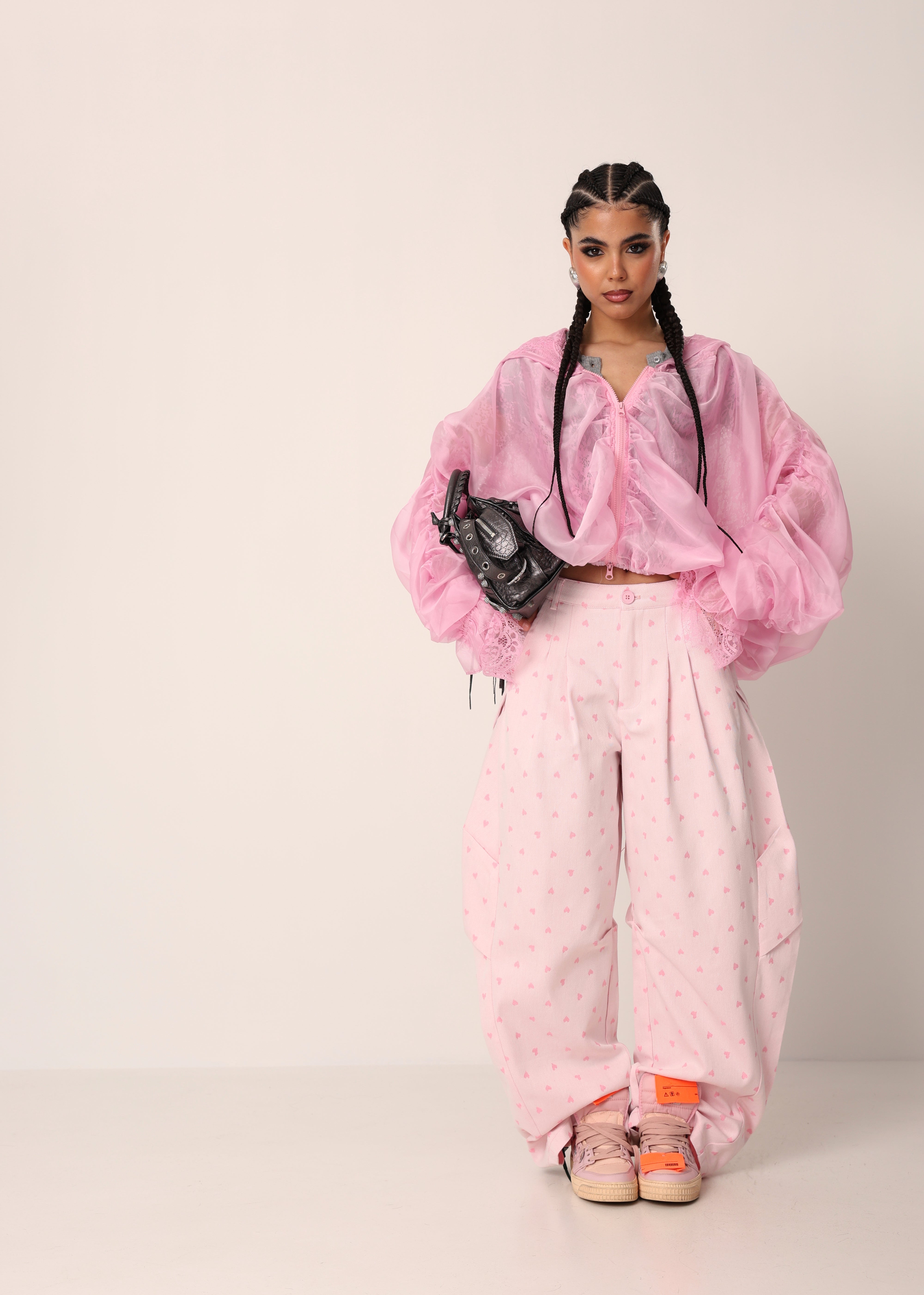 JEANS PINCES CUORI ROSA