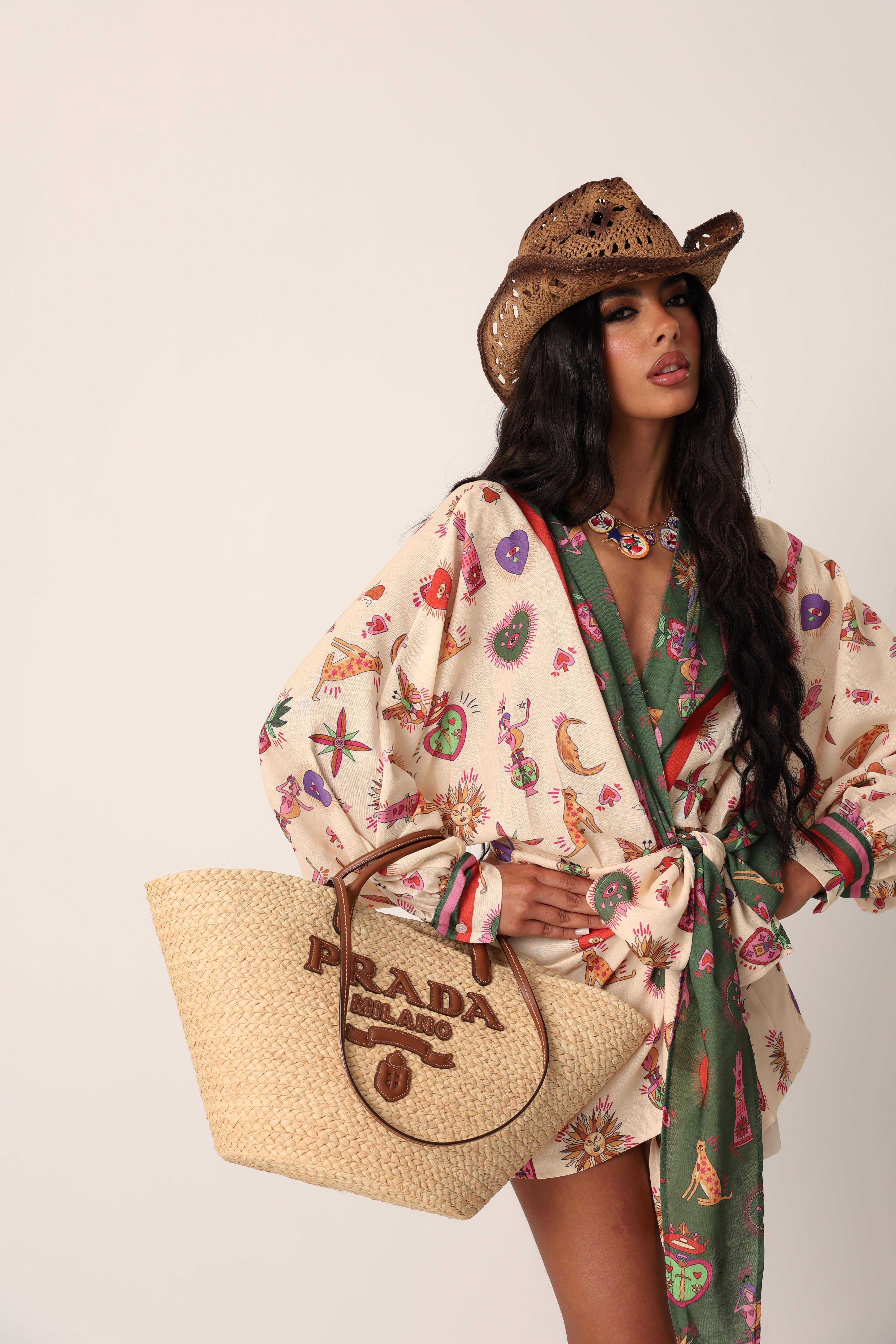 VESTITO PORTAFOGLIO CORTO TAROCCHI CREMA