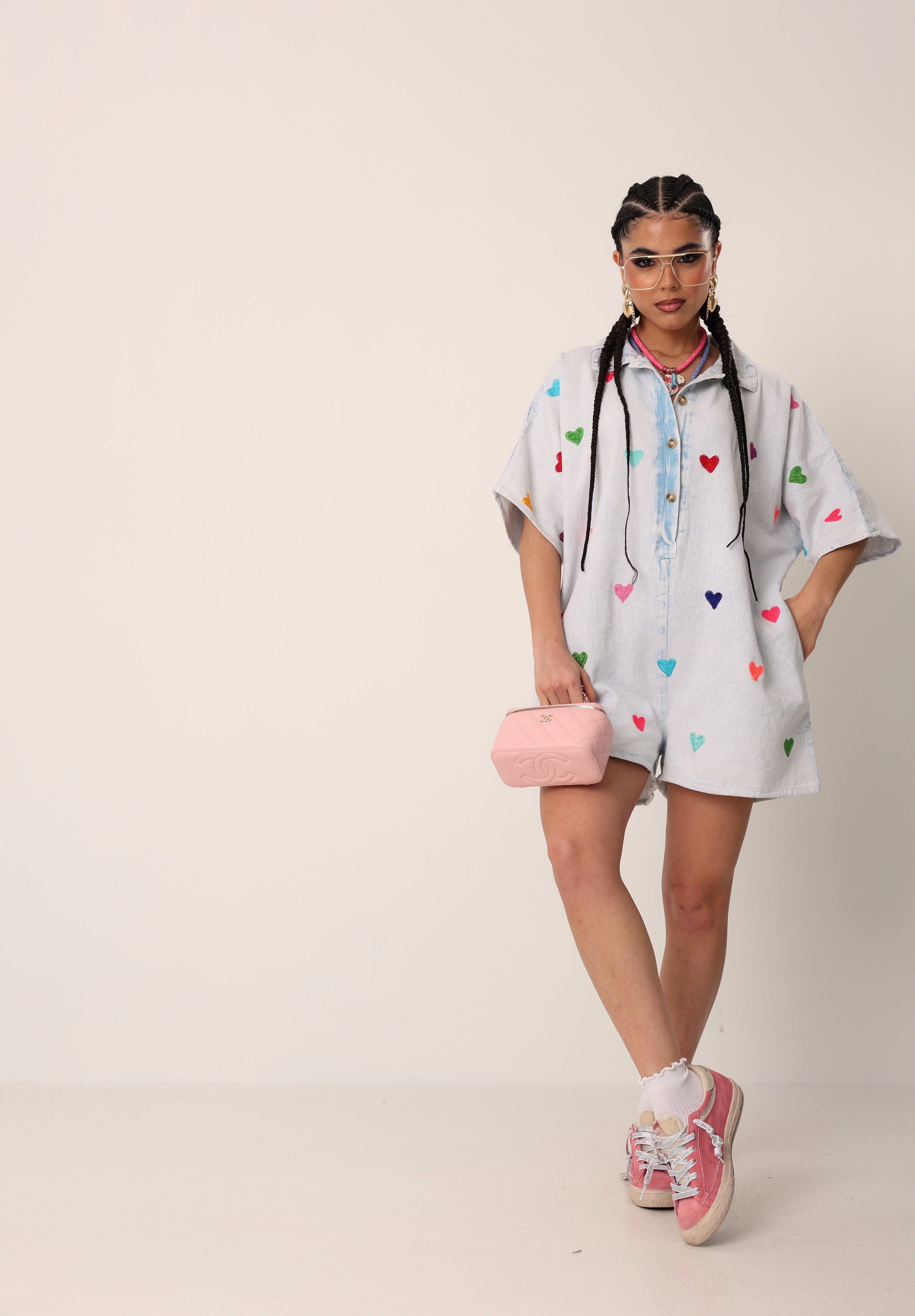 TUTINA CUORI ARIELLE DENIM CHIARO + CINTURA