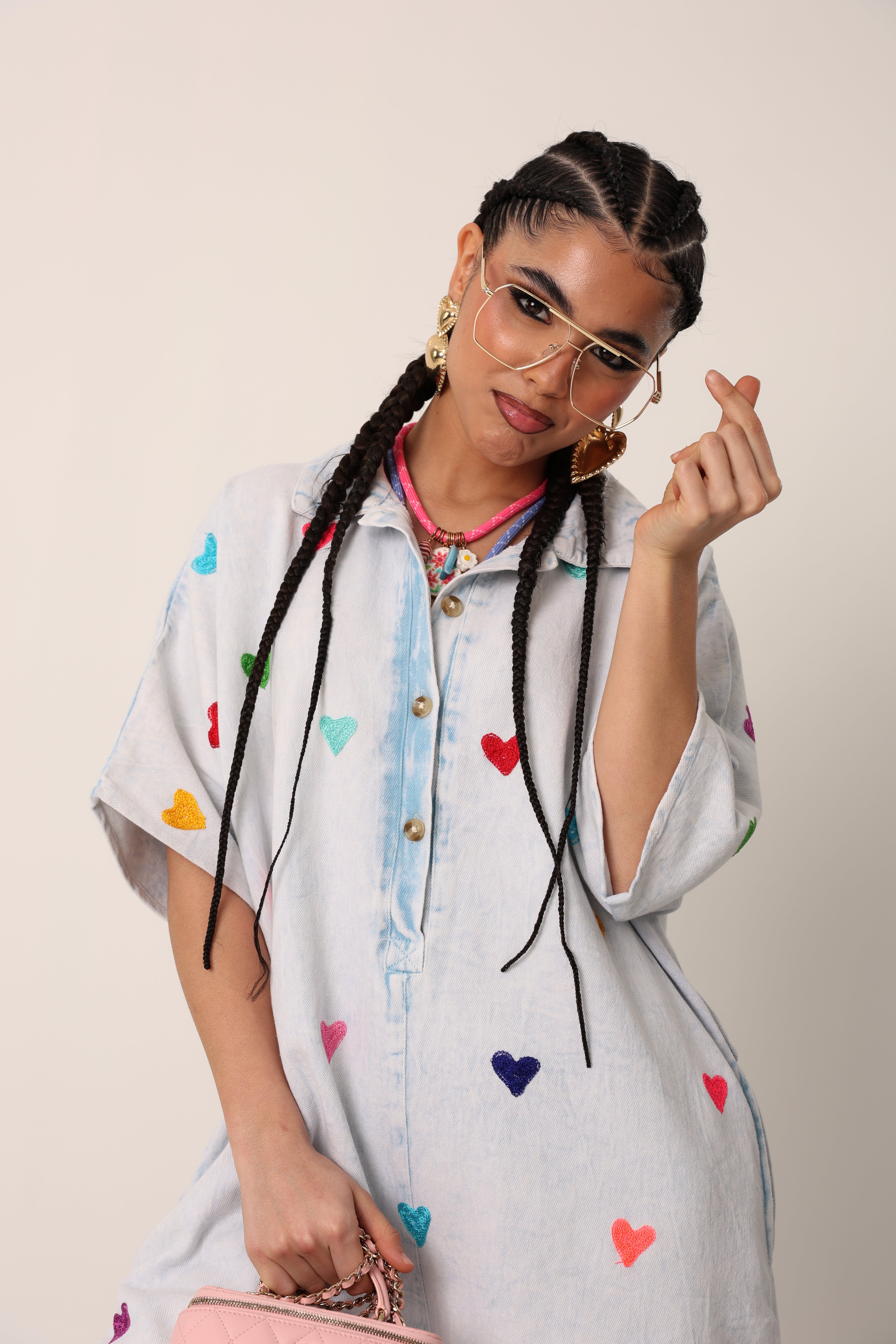 TUTINA CUORI ARIELLE DENIM CHIARO + CINTURA