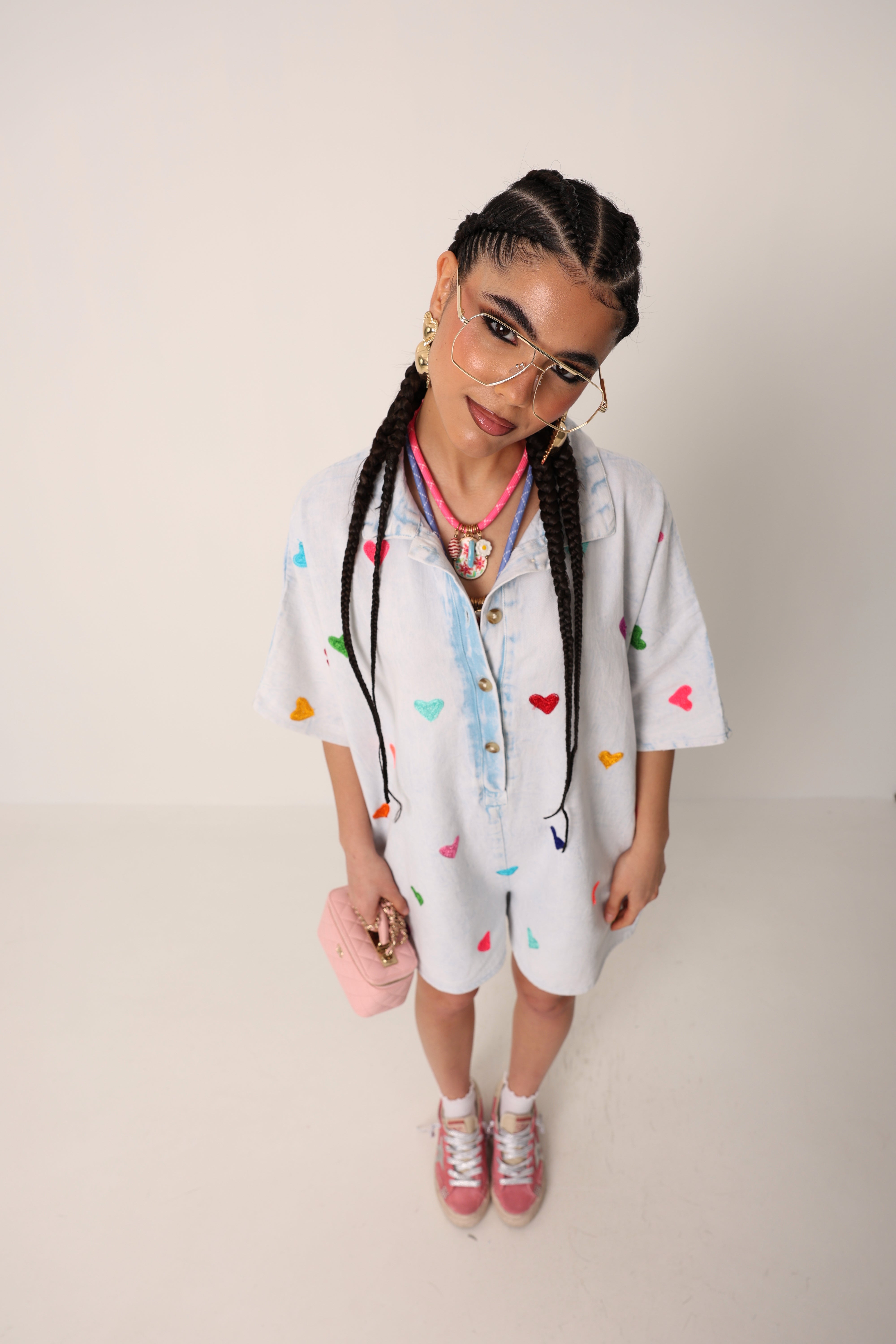 TUTINA CUORI ARIELLE DENIM CHIARO + CINTURA