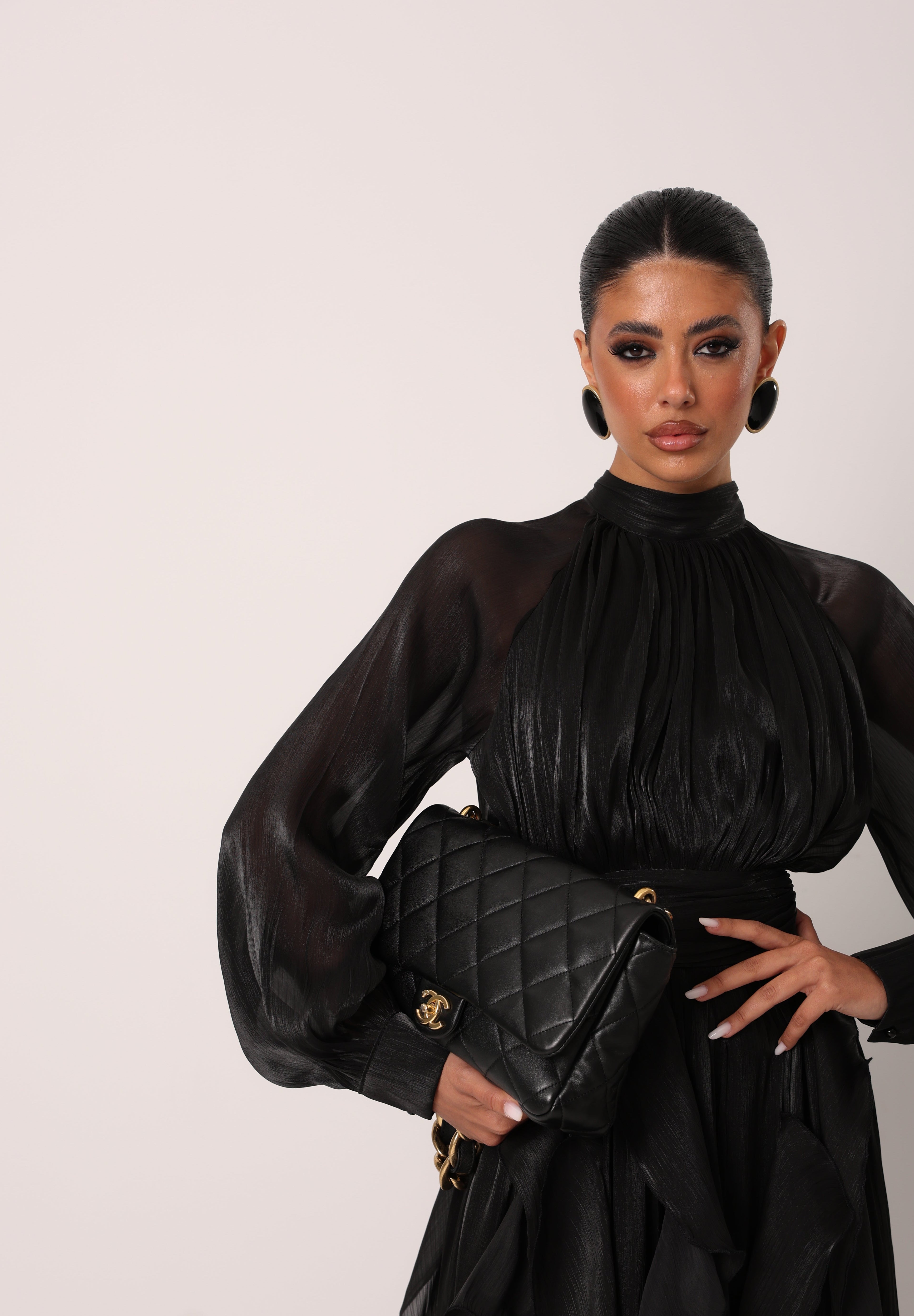 VESTITO SATINATO NADIA NERO