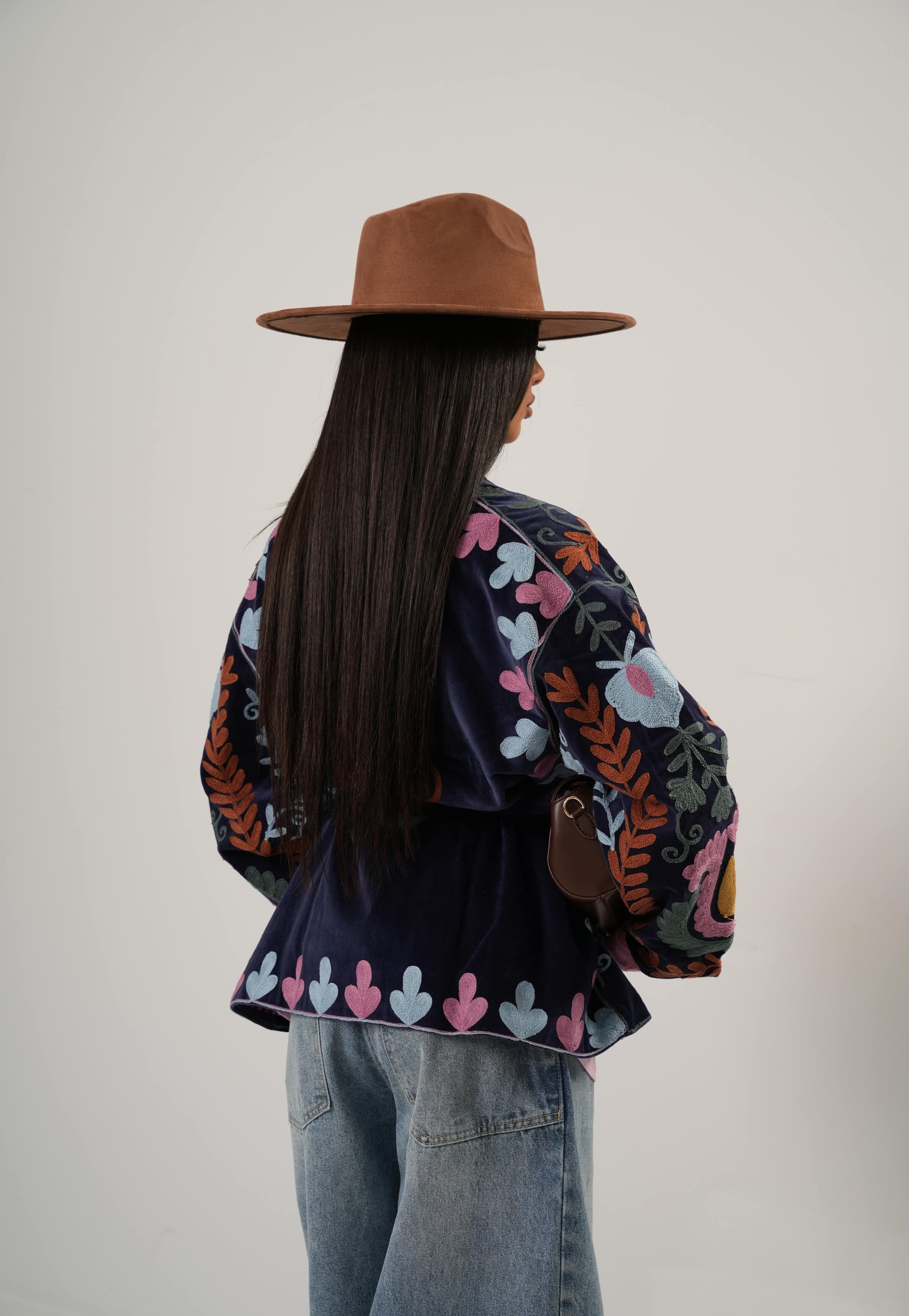 KIMONO VELLUTO MYRTA BLU