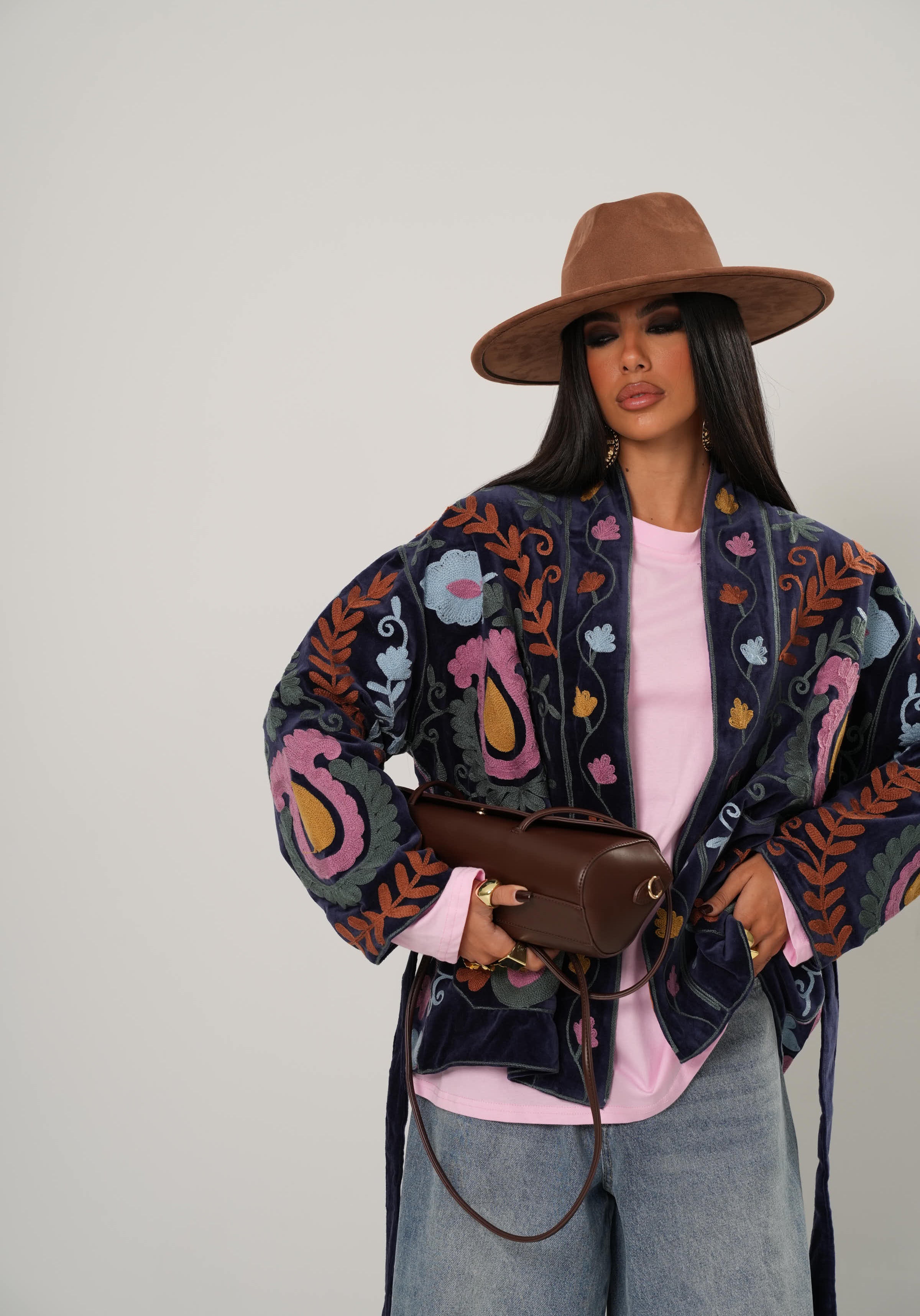 KIMONO VELLUTO MYRTA BLU