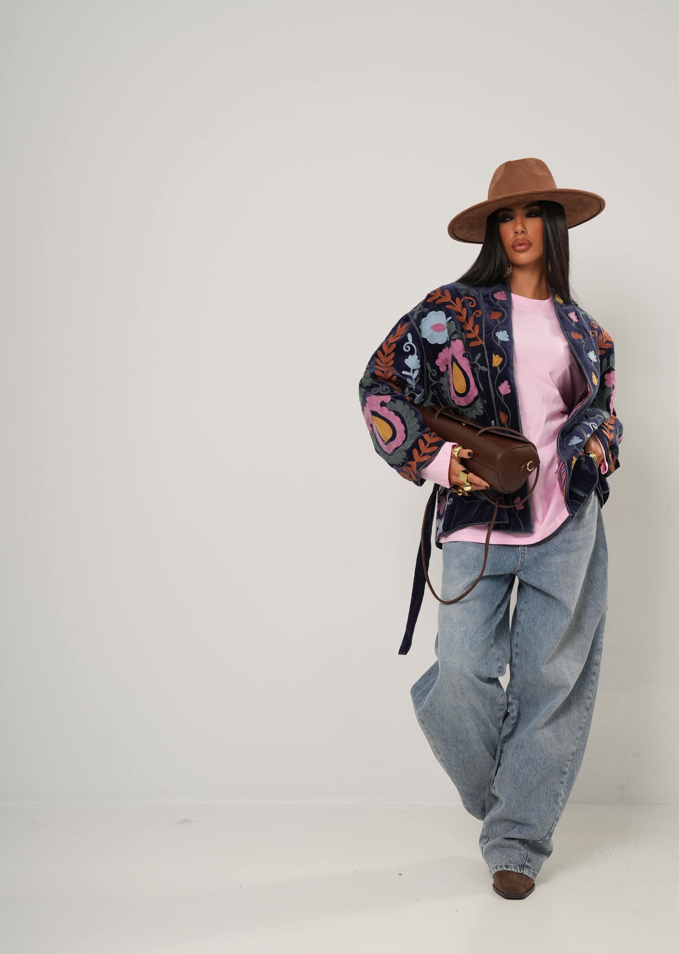 KIMONO VELLUTO MYRTA BLU