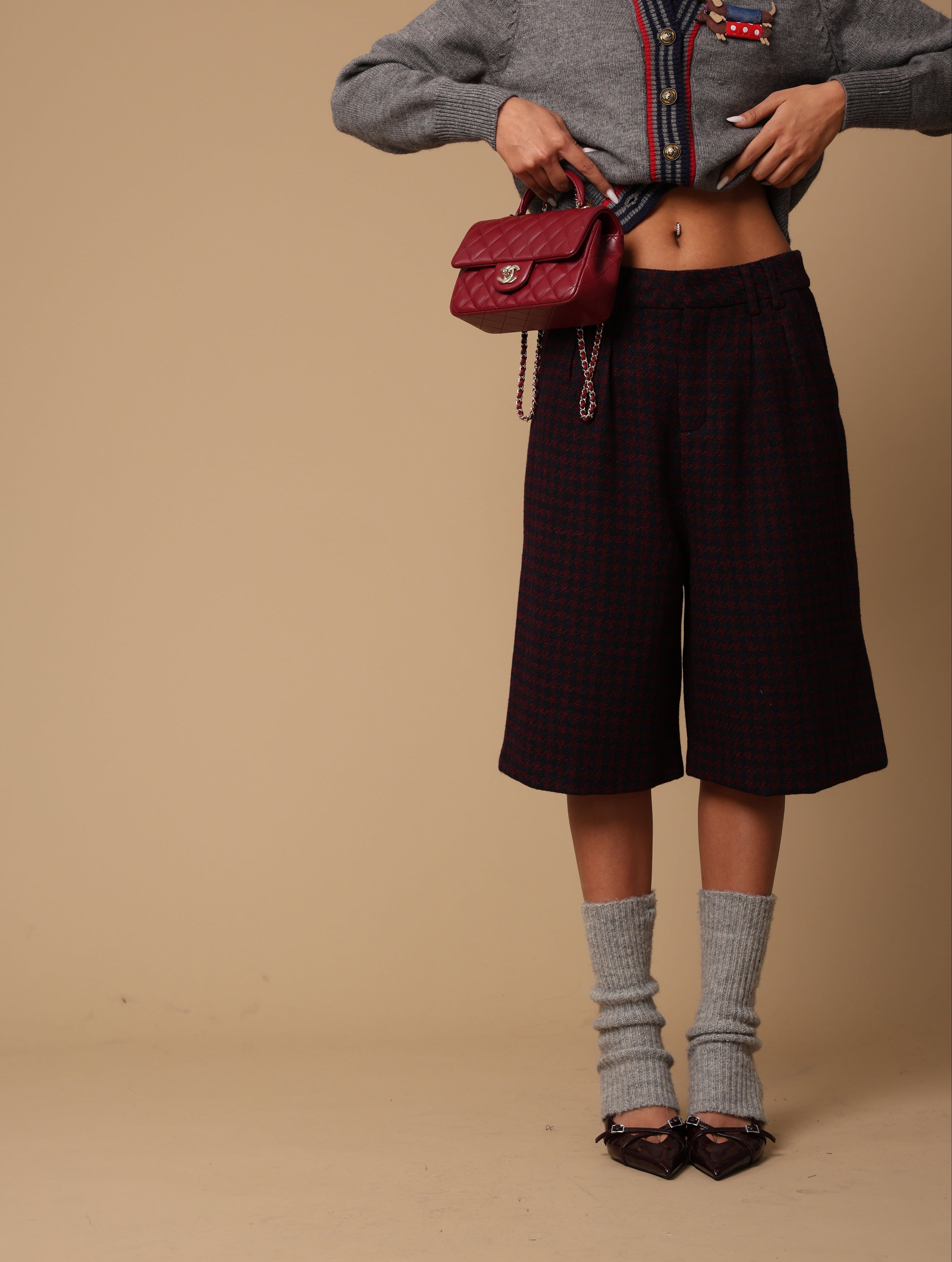 BERMUDA PIED DE POULE WALLET BLU/BORDEAUX