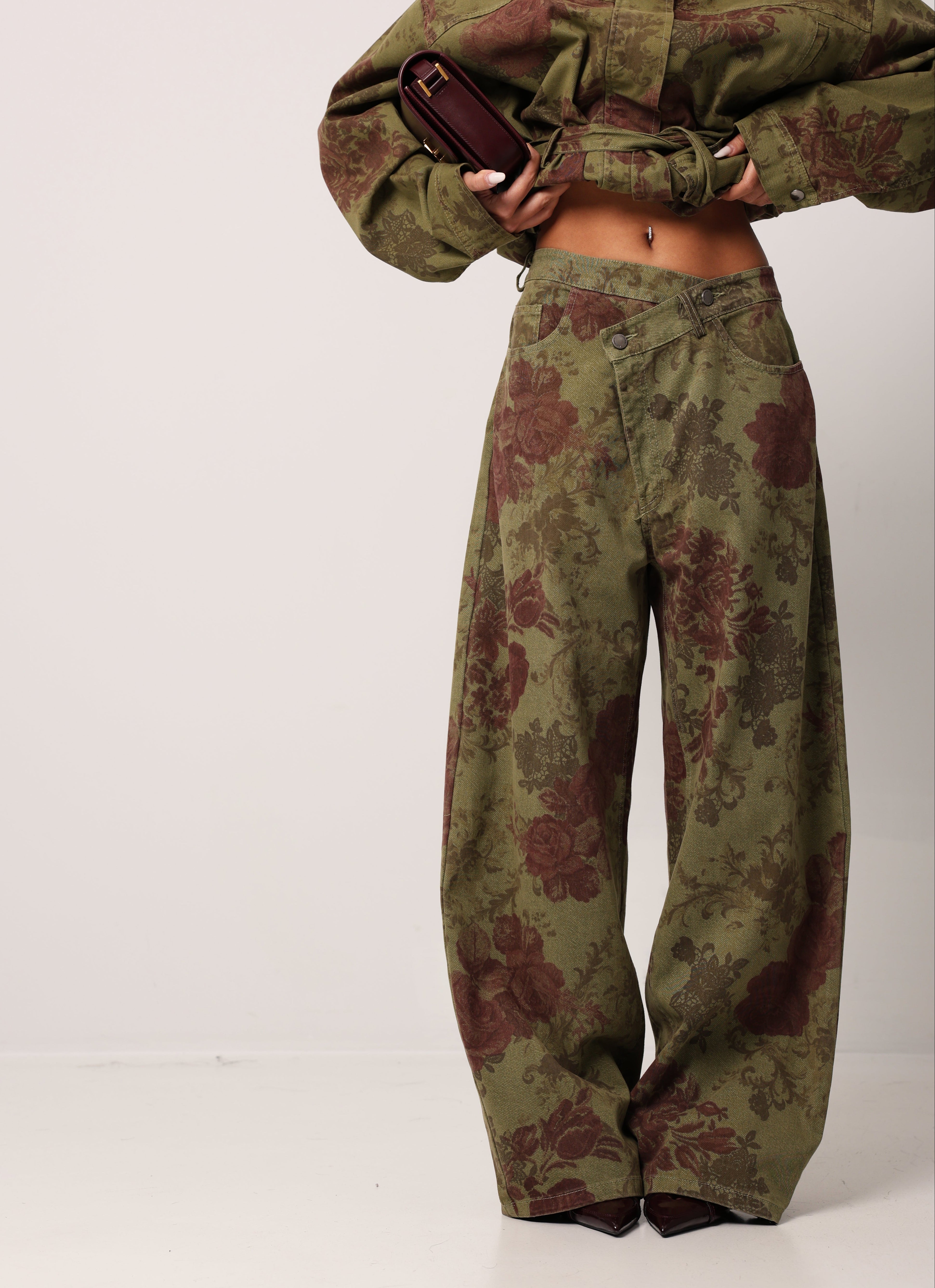 JEANS FIORATO CARRIE VERDE OLIVA BY LUMINA