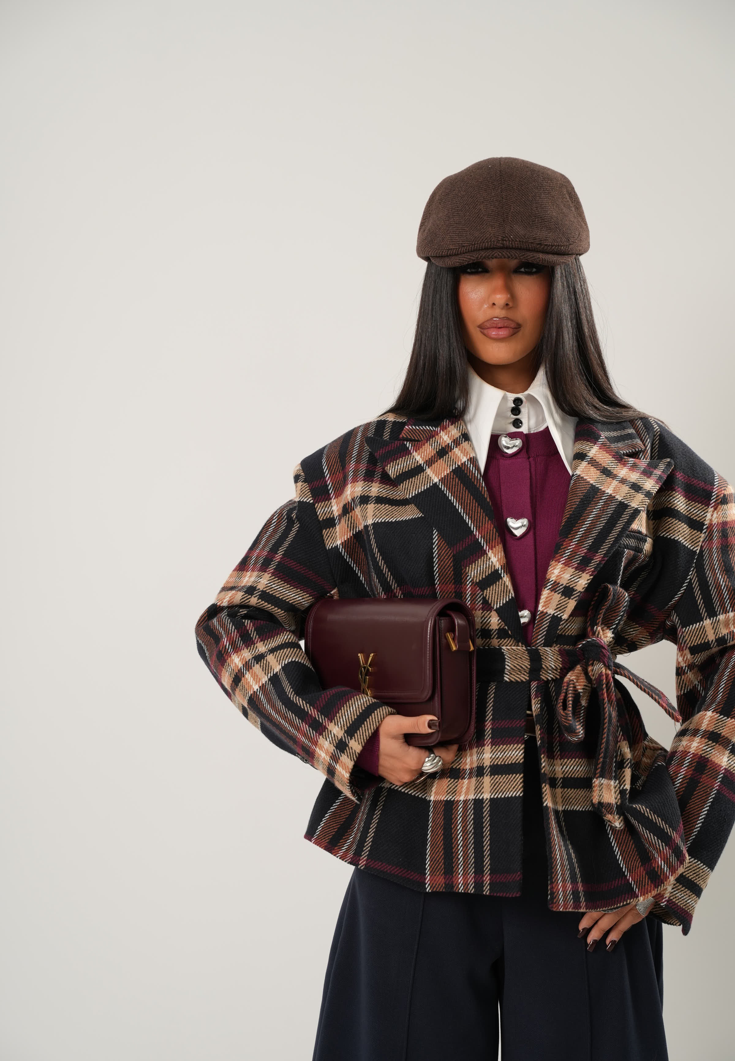 CAPPOTTO TARTAN SHAWE BLU NOTTE BY LUMINA