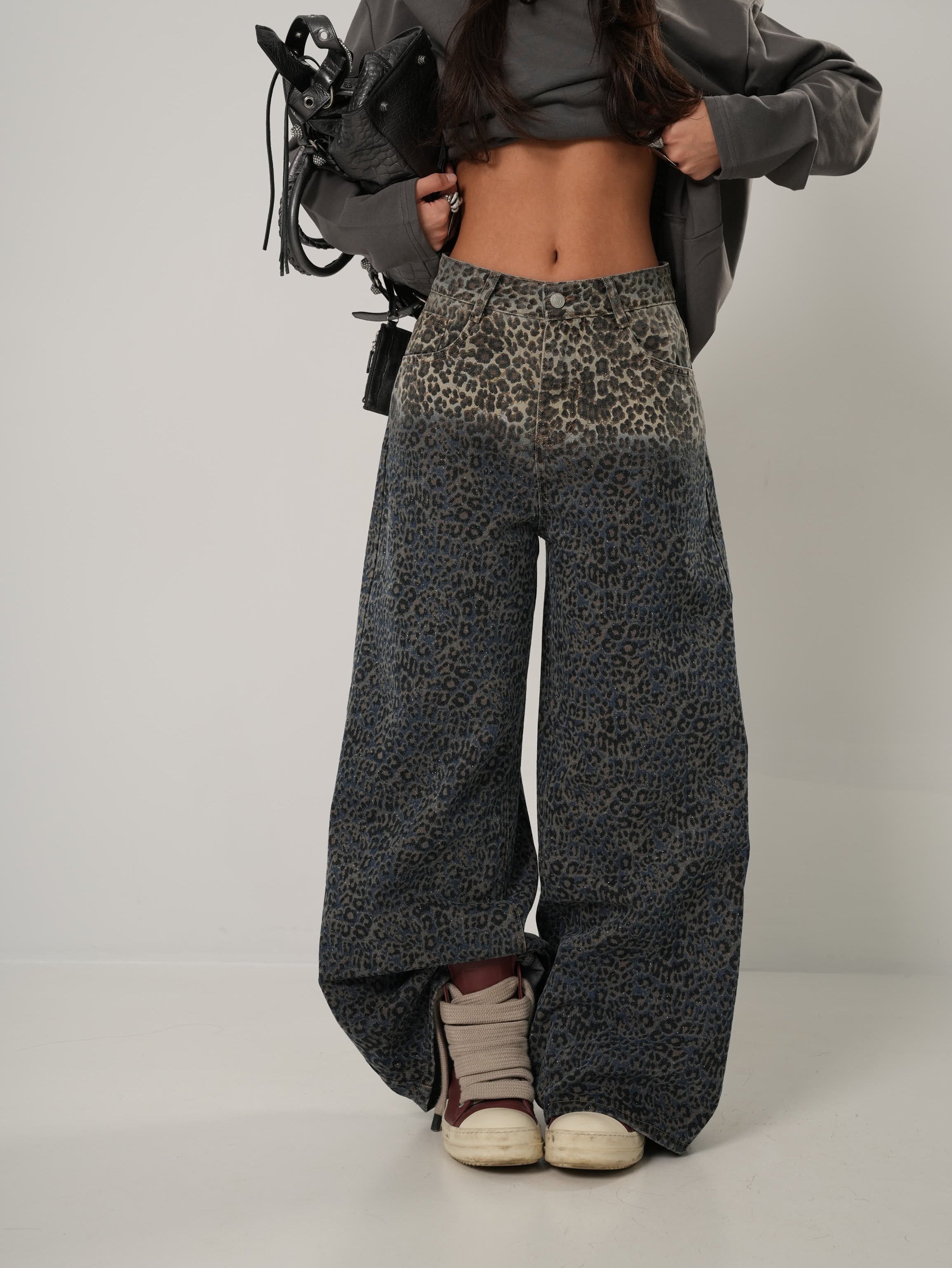 JEANS BRILLANTINATO LARY LEOPARDATO