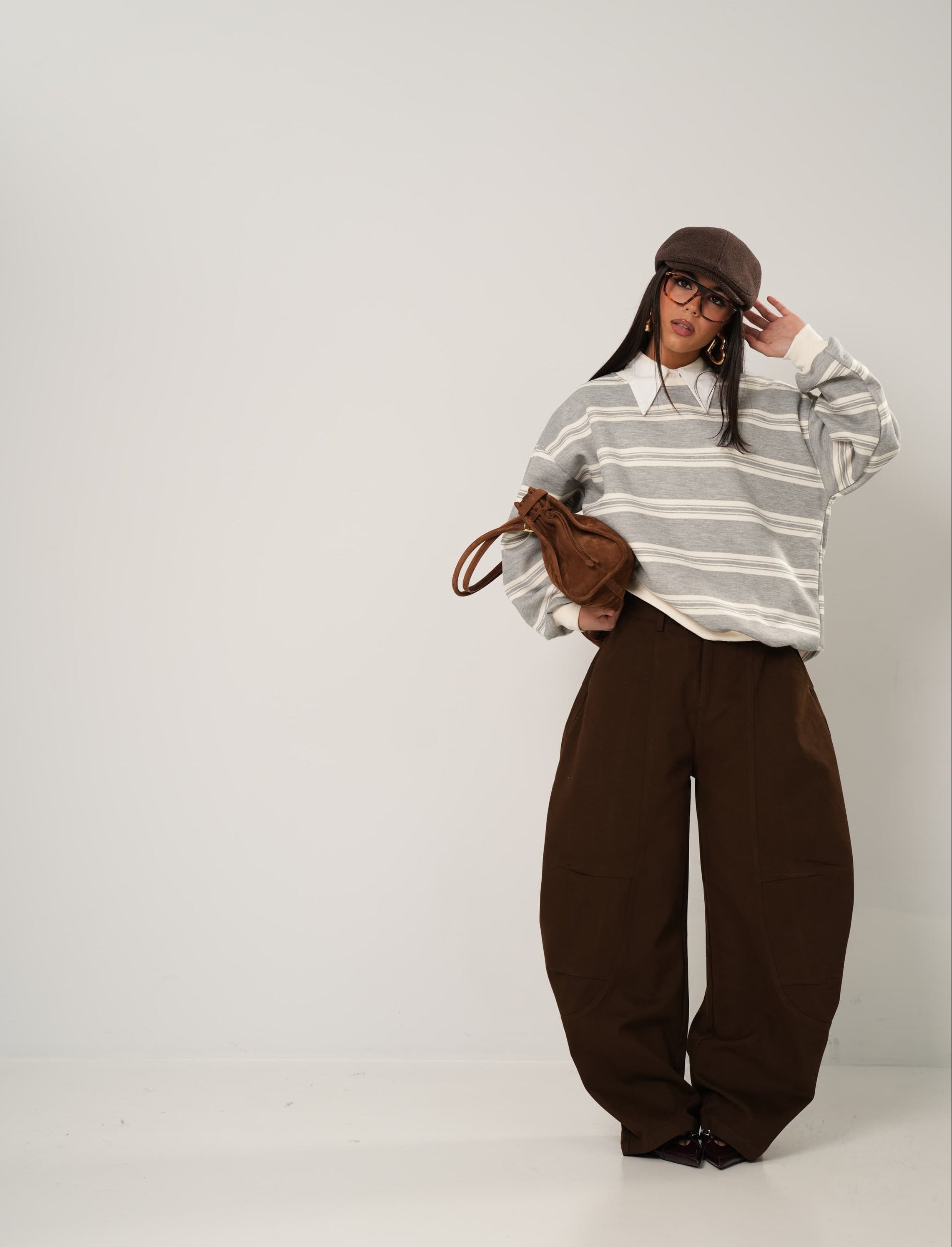 FELPA RIGHE VALKY GRIGIA/BIANCA