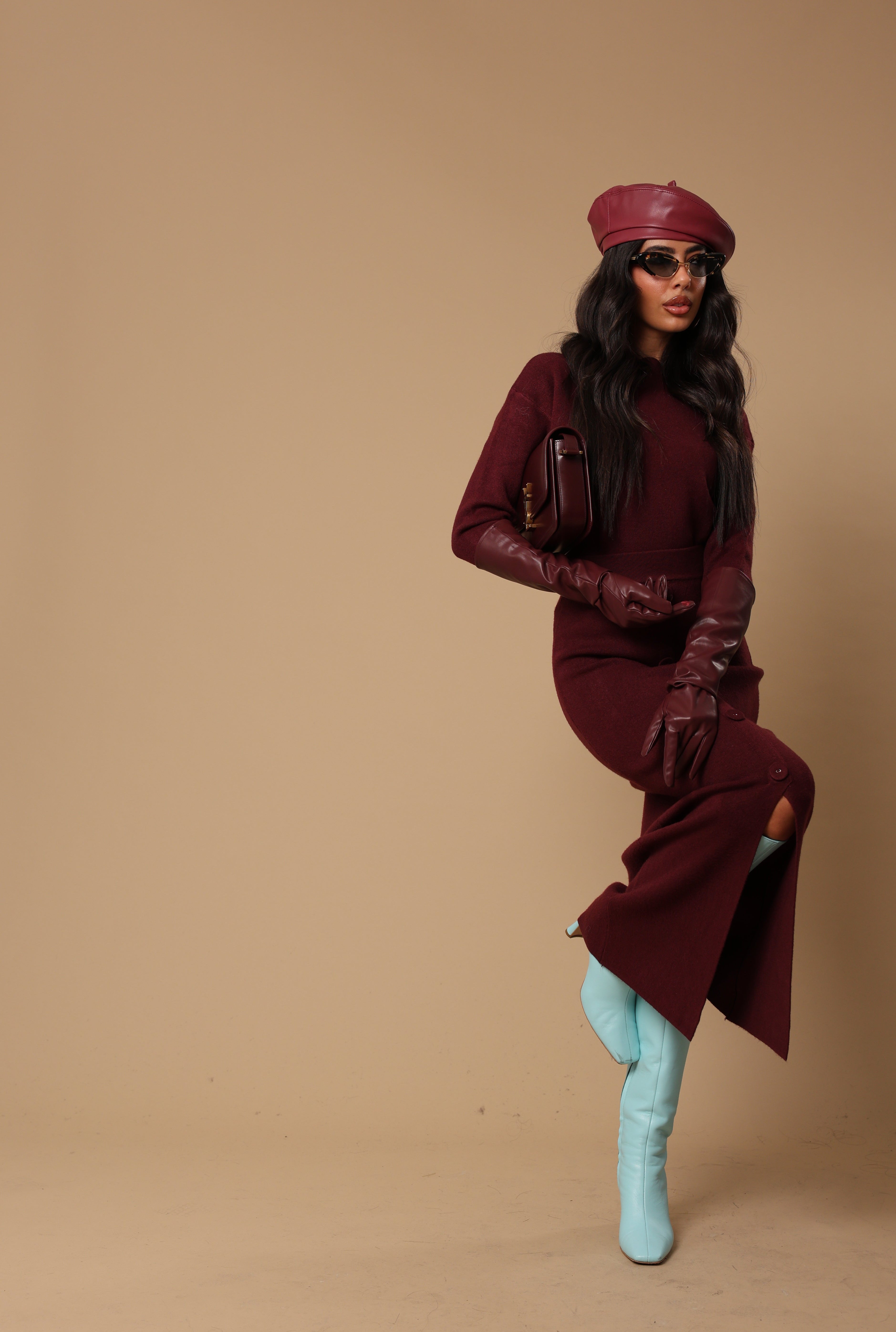 COORDINATO LANA RASATA BERNICE BORDEAUX