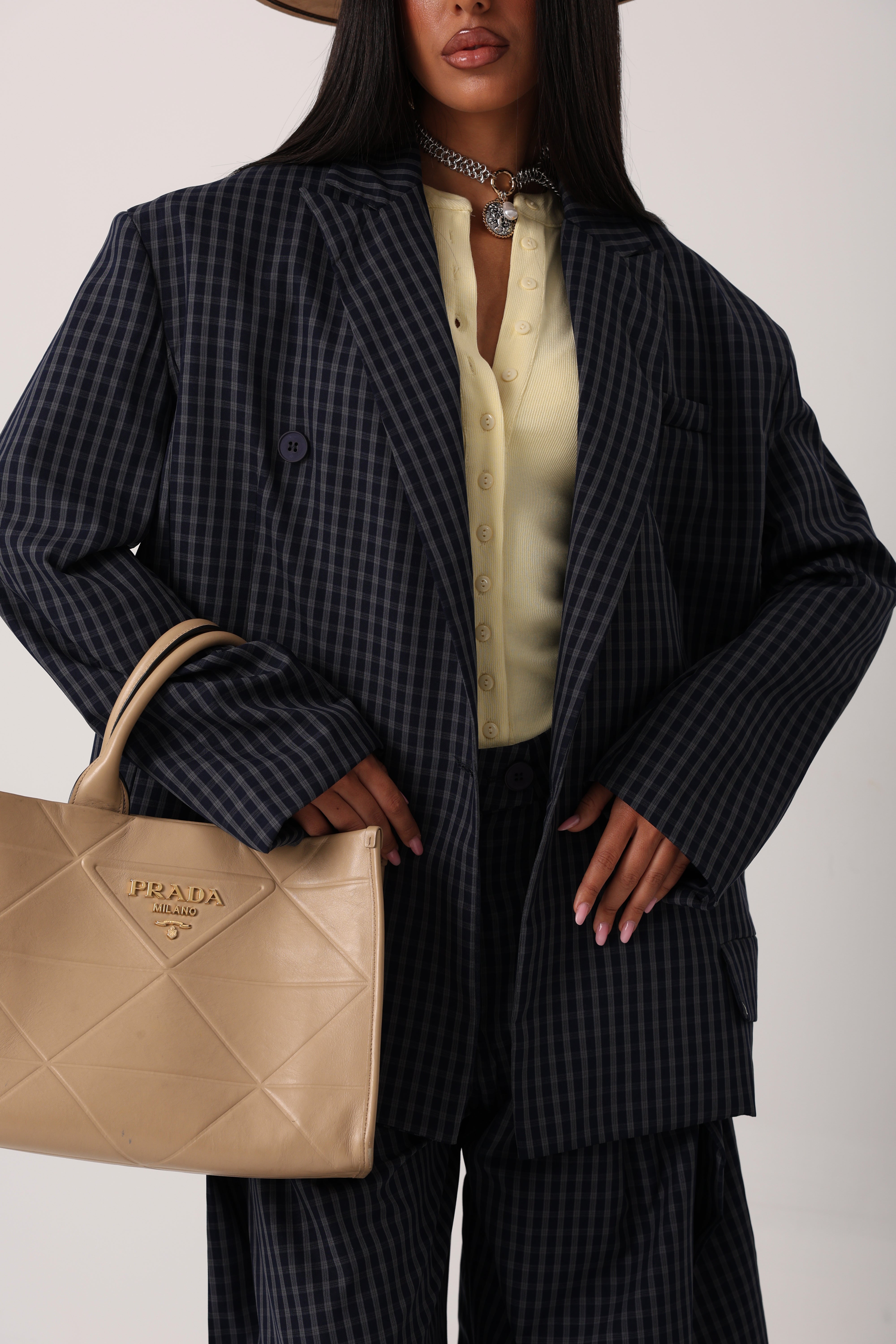 BLAZER QUADRI SHELIA BLU