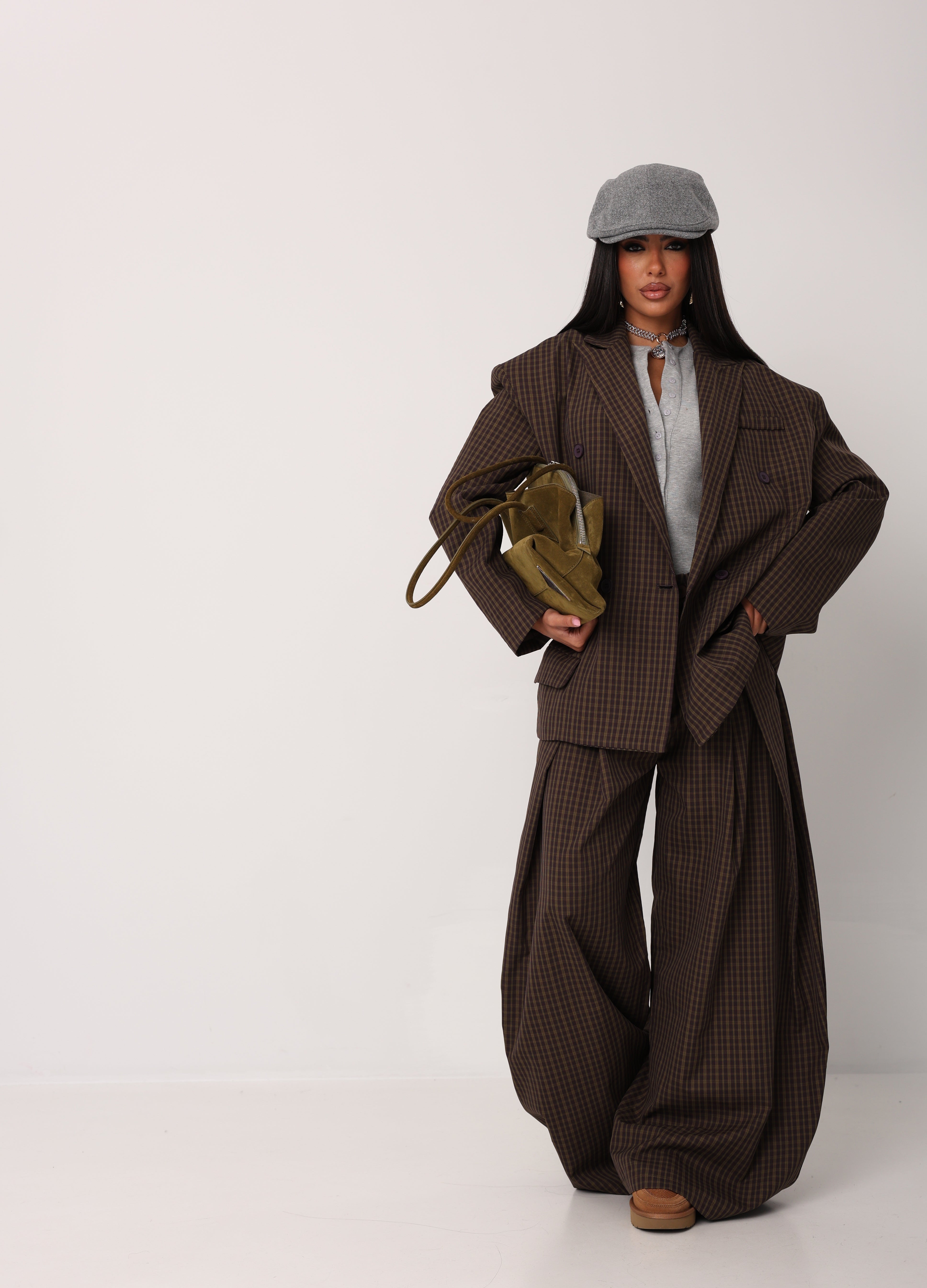 PANTALONI QUADRETTI THELMA VINO/VERDE