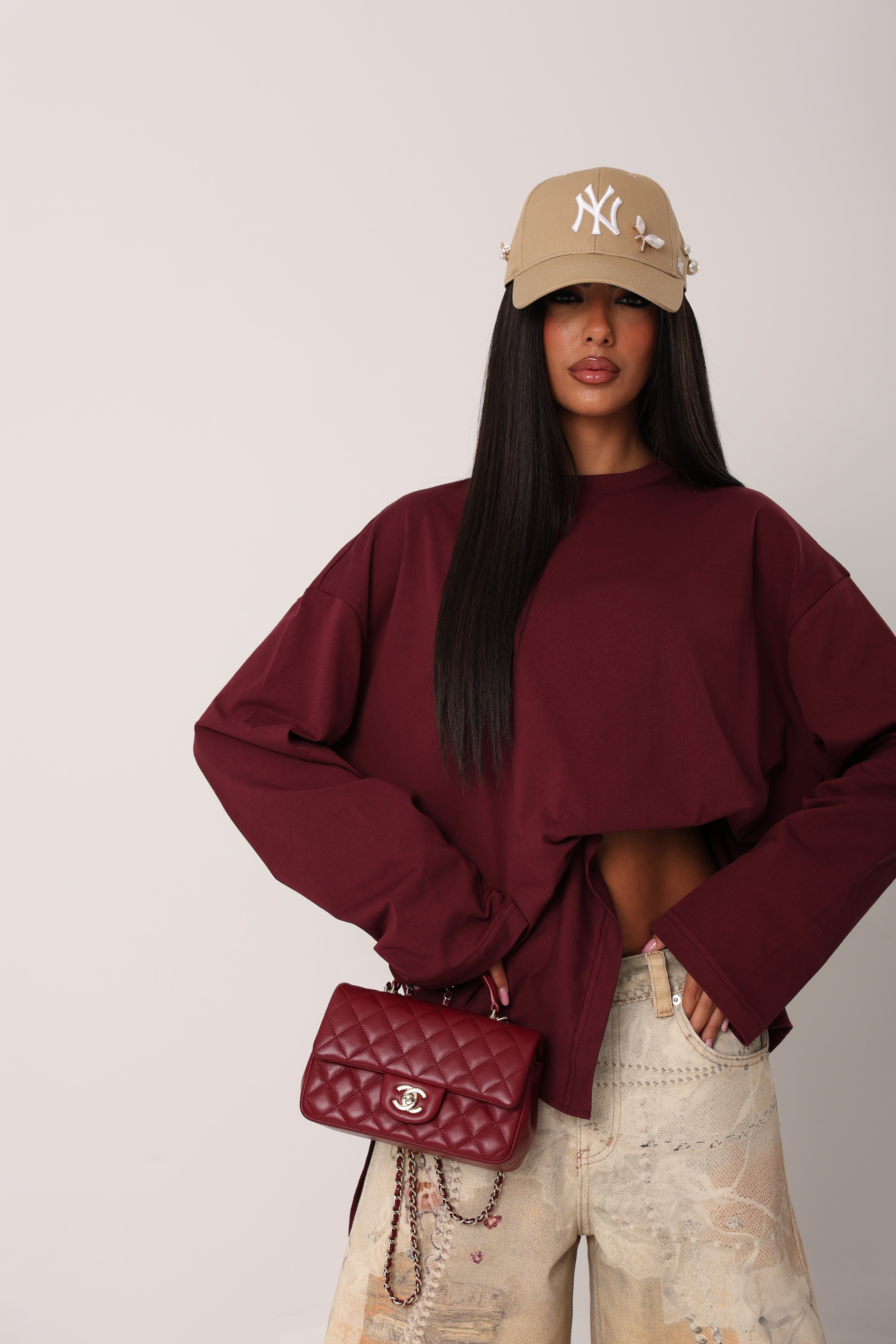 MAGLIA SPACCHETTI ARIA BORDEAUX