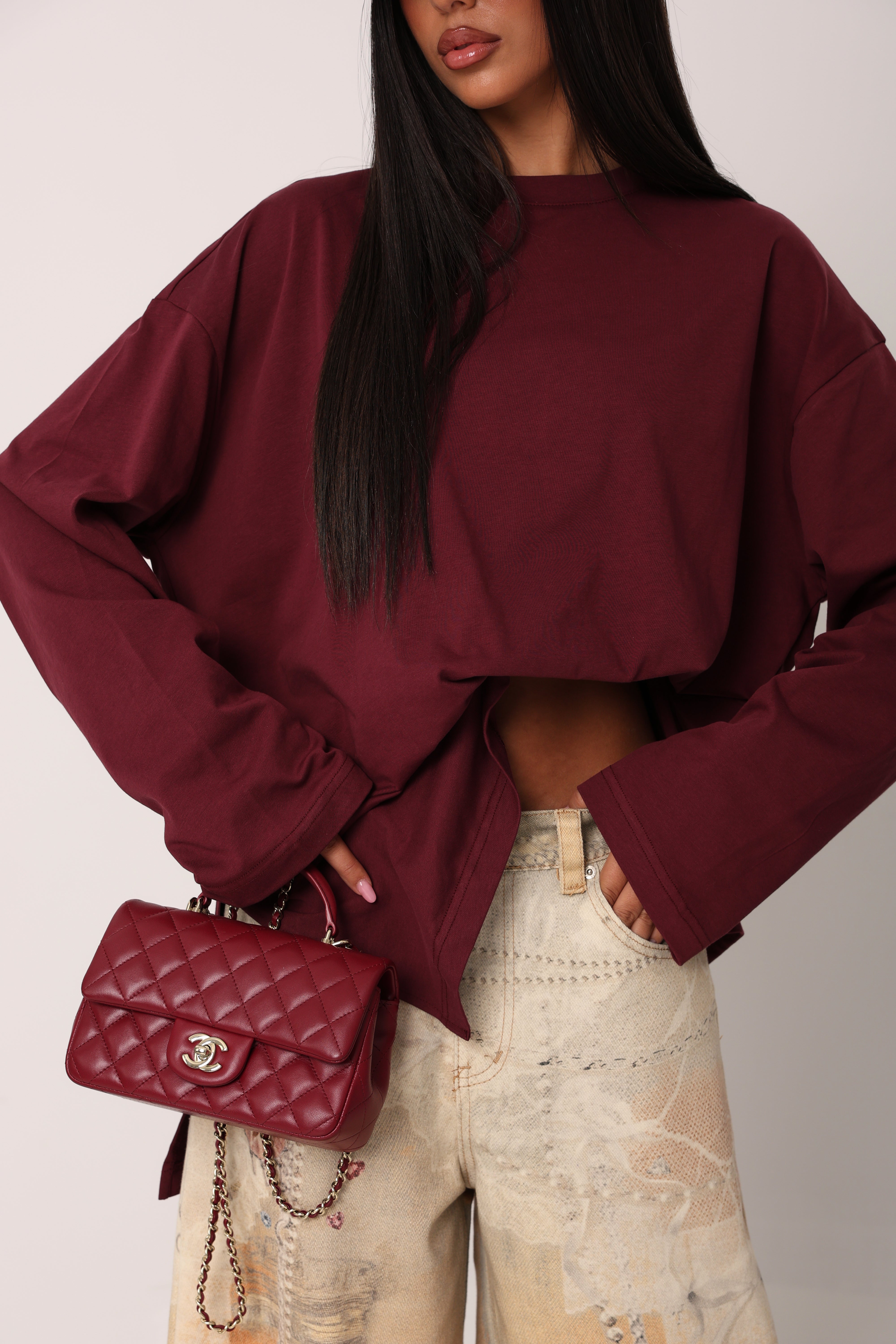 MAGLIA SPACCHETTI ARIA BORDEAUX