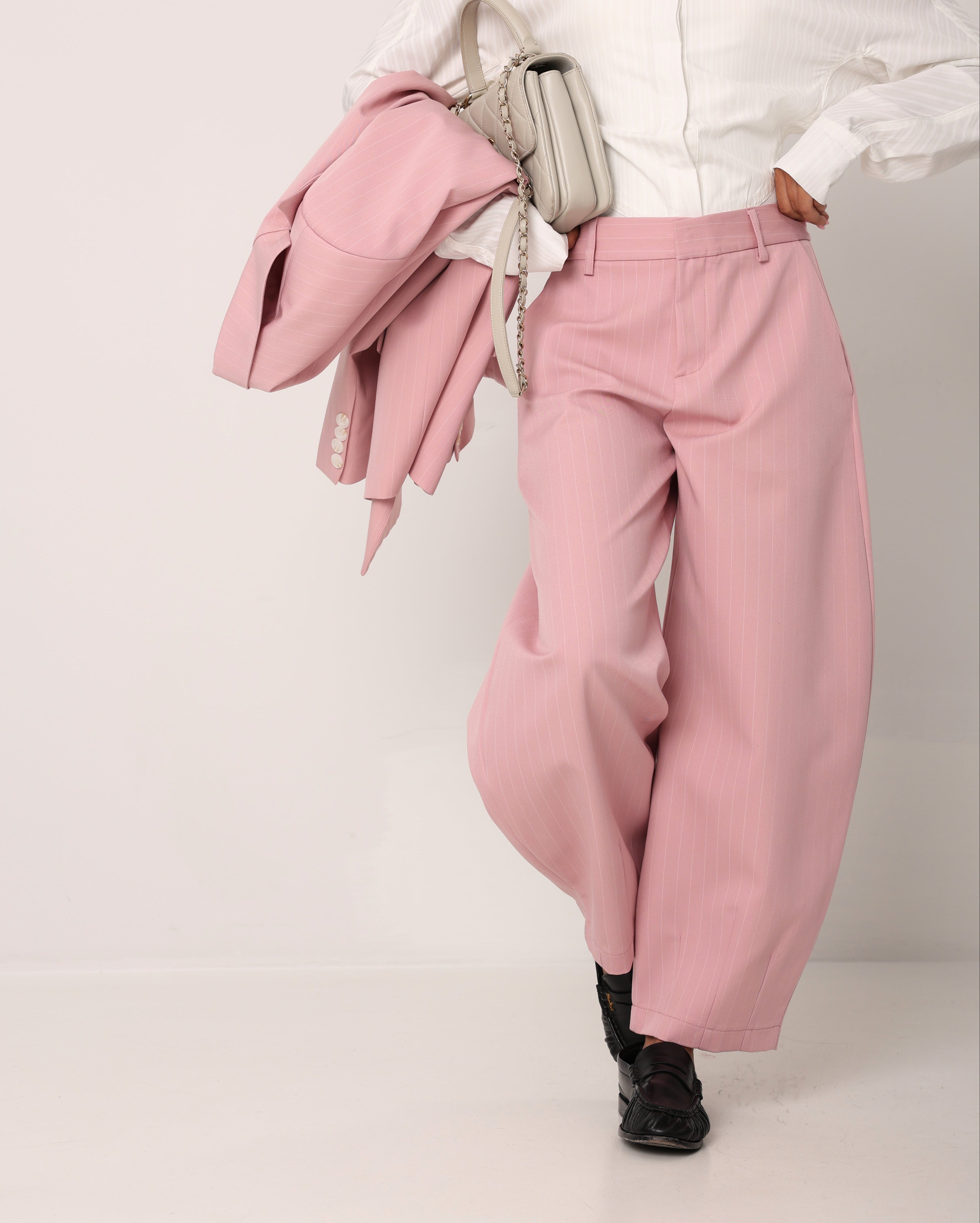 PANTALONI GESSATI NELDA ROSA BY LUMINA