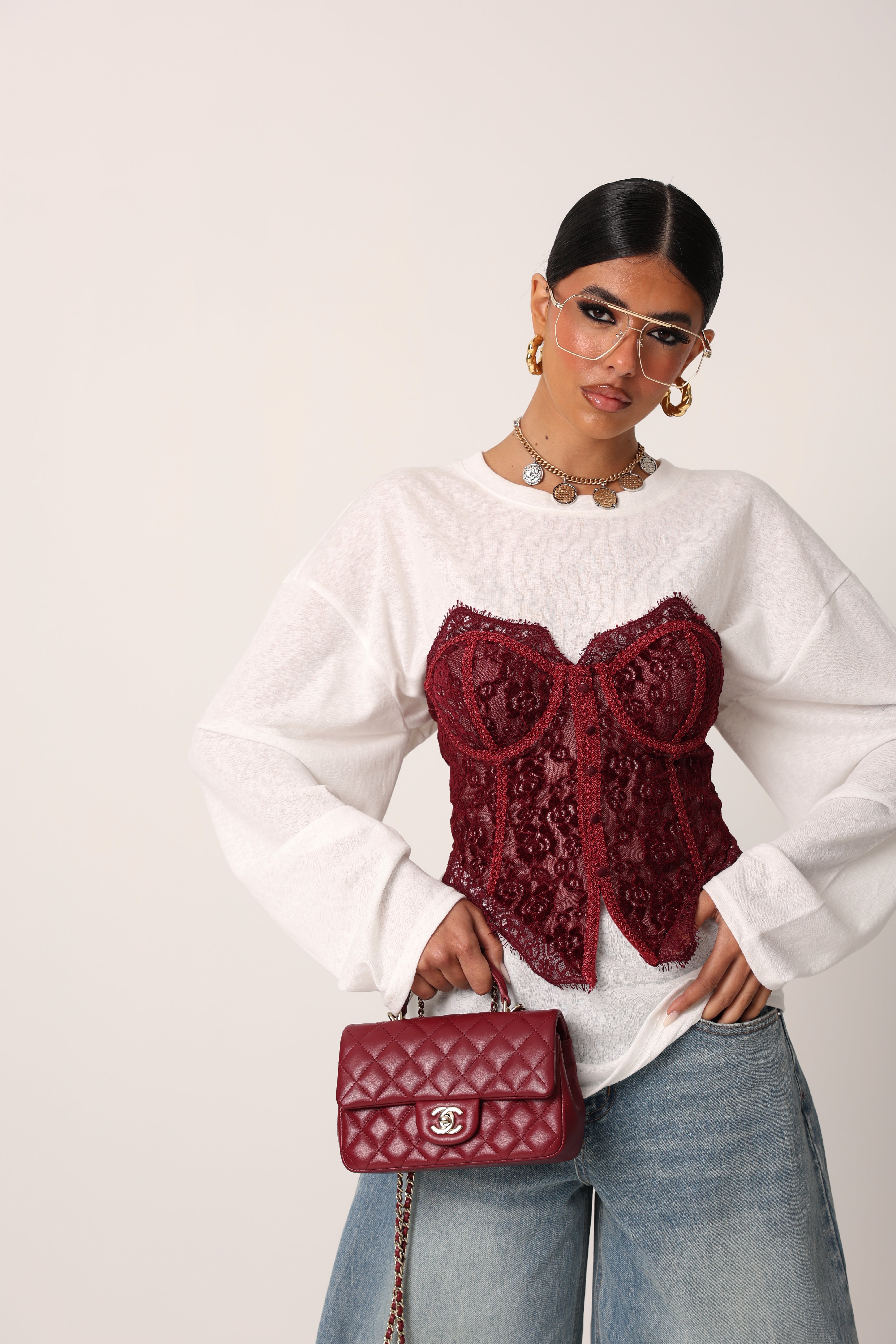 CORPETTO RICAMI CHARLOTTE BORDEAUX