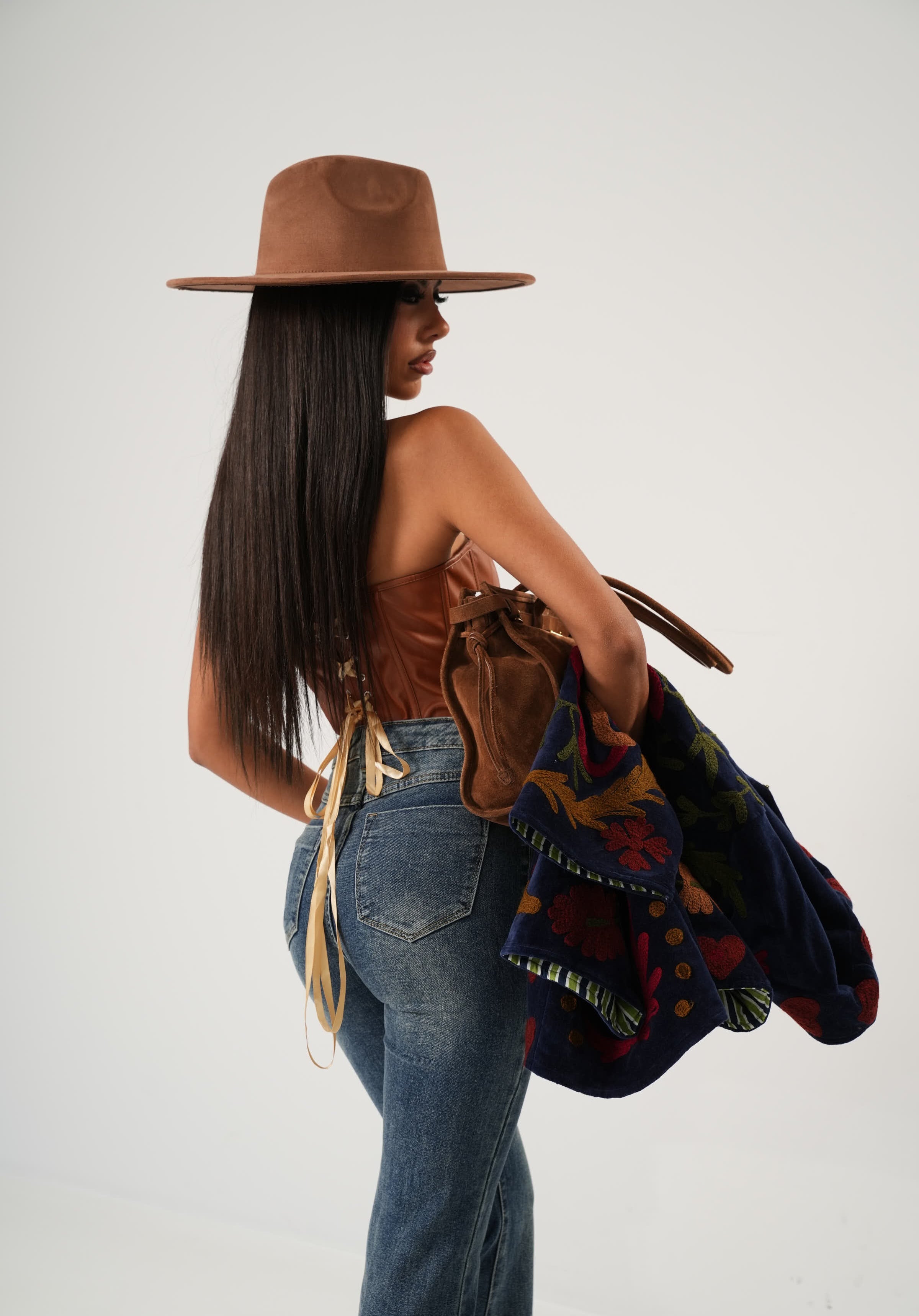 CORSETTO ECOPELLE EVENING CUOIO