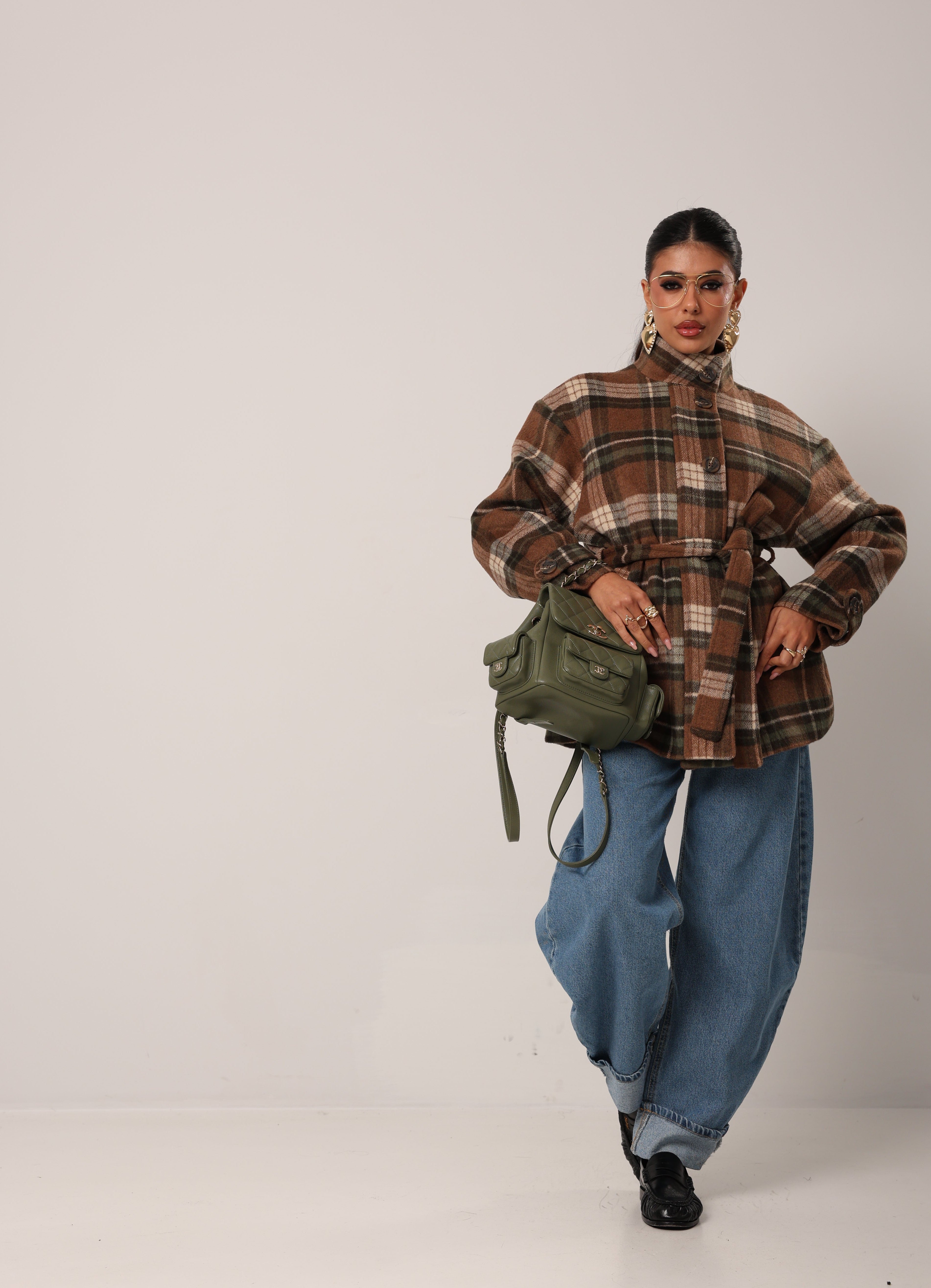 CAPPOTTINO TARTAN VENUS MARRONE/VERDE + CINTURA