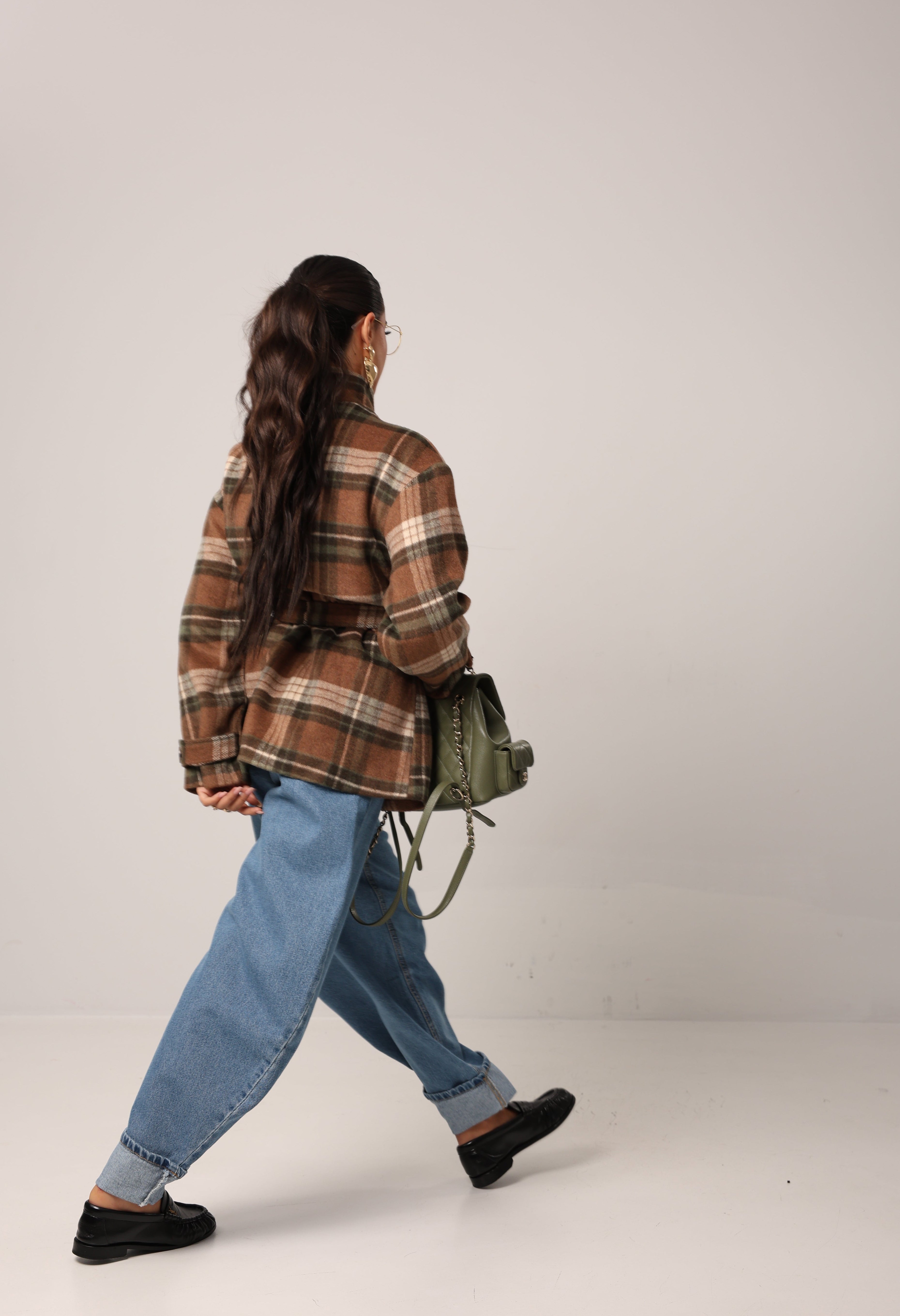 CAPPOTTINO TARTAN VENUS MARRONE/VERDE + CINTURA