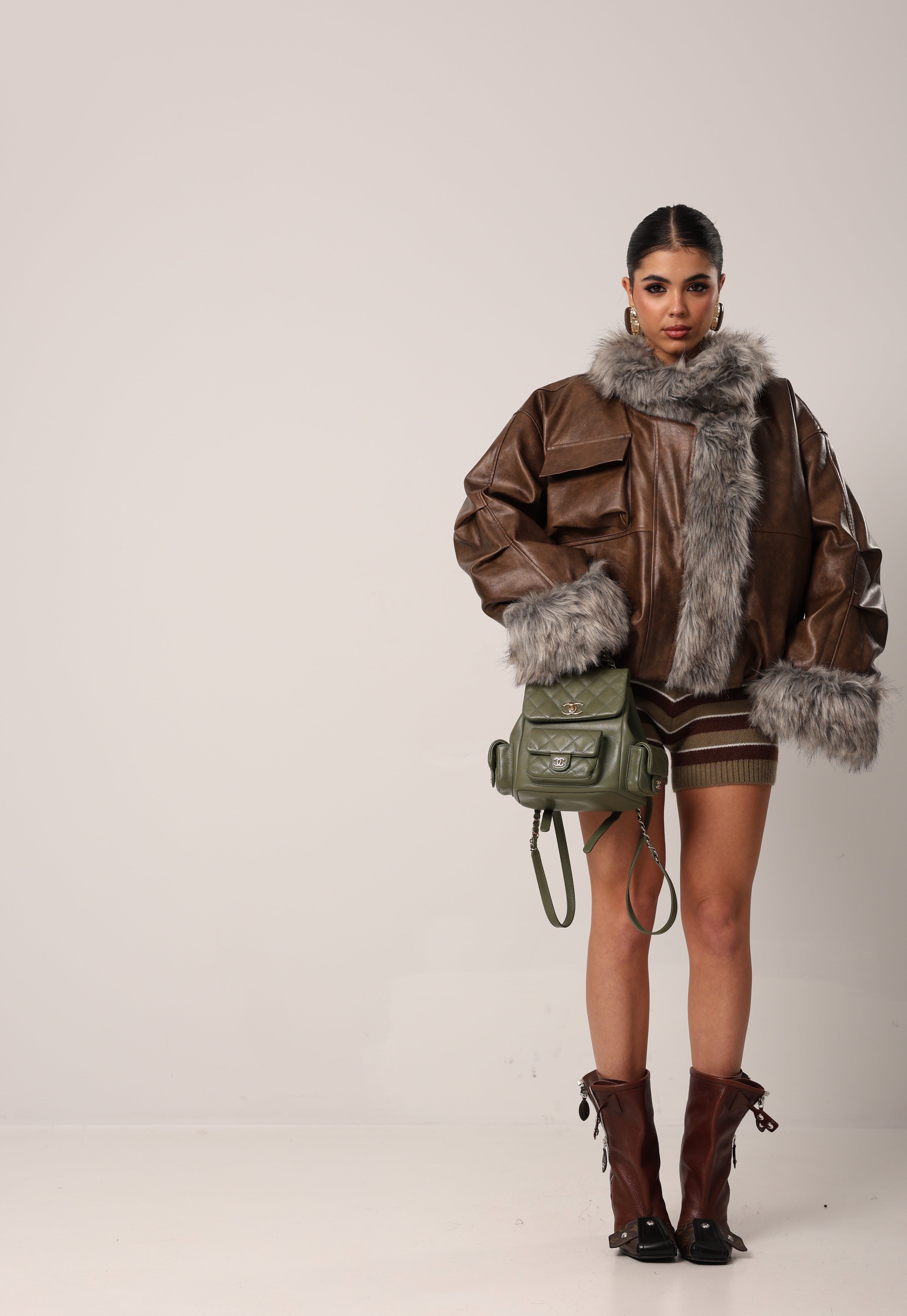 COORDINATO RIGHE MADALINA MARRONE/VERDE