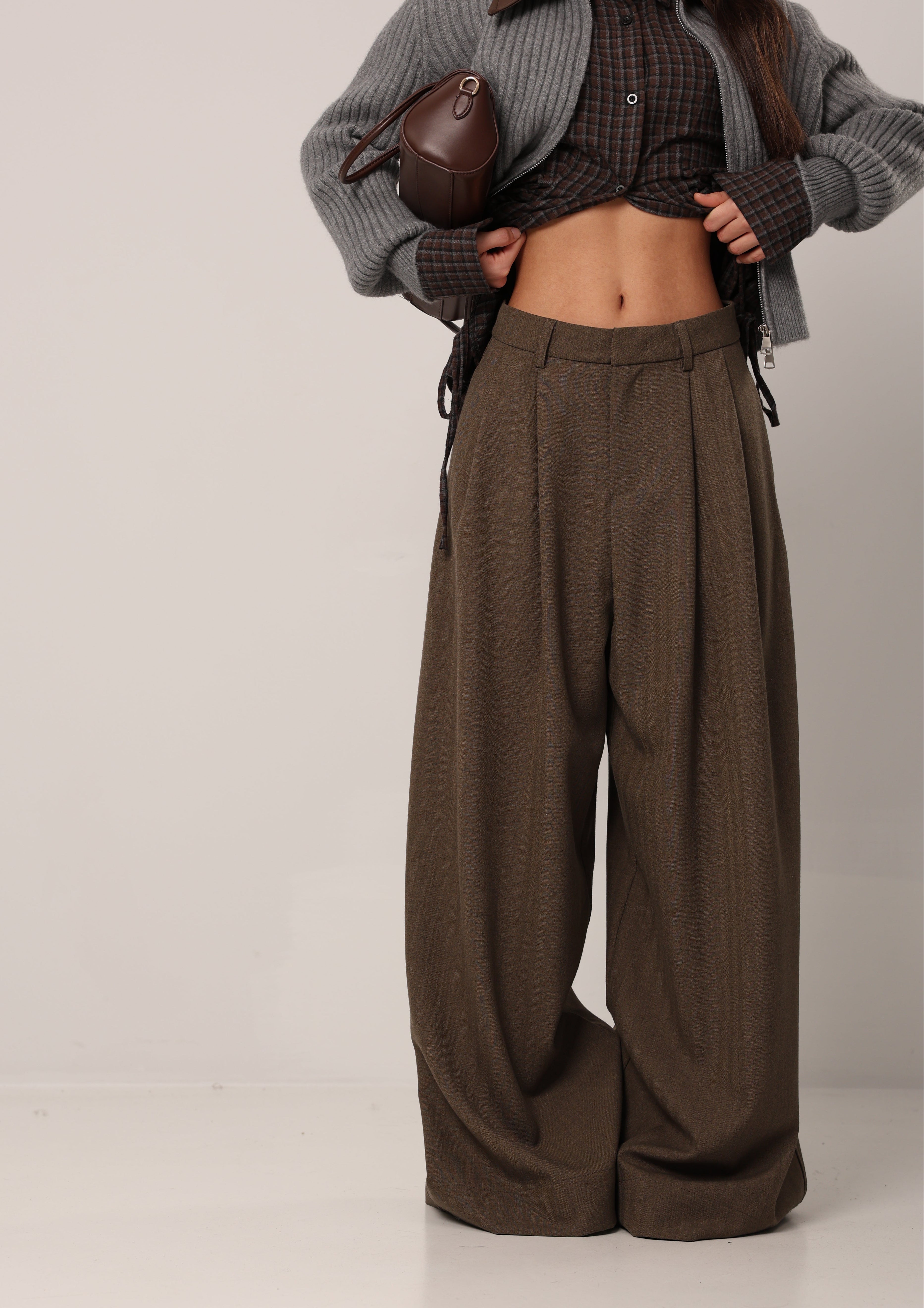 PANTALONI FLARIS FANGO