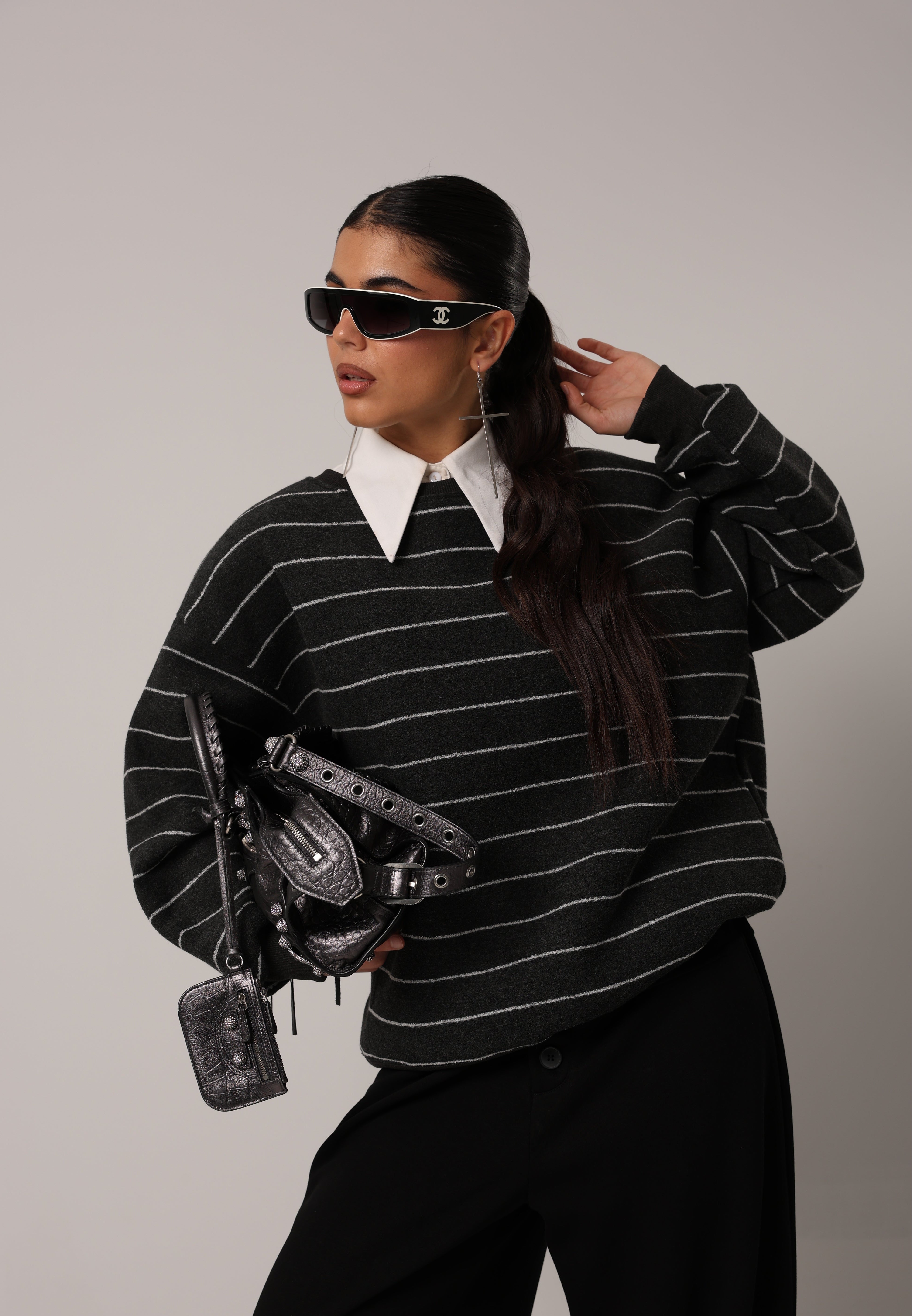 FELPA RIGHE SEVILLE GRIGIO ANTRACITE