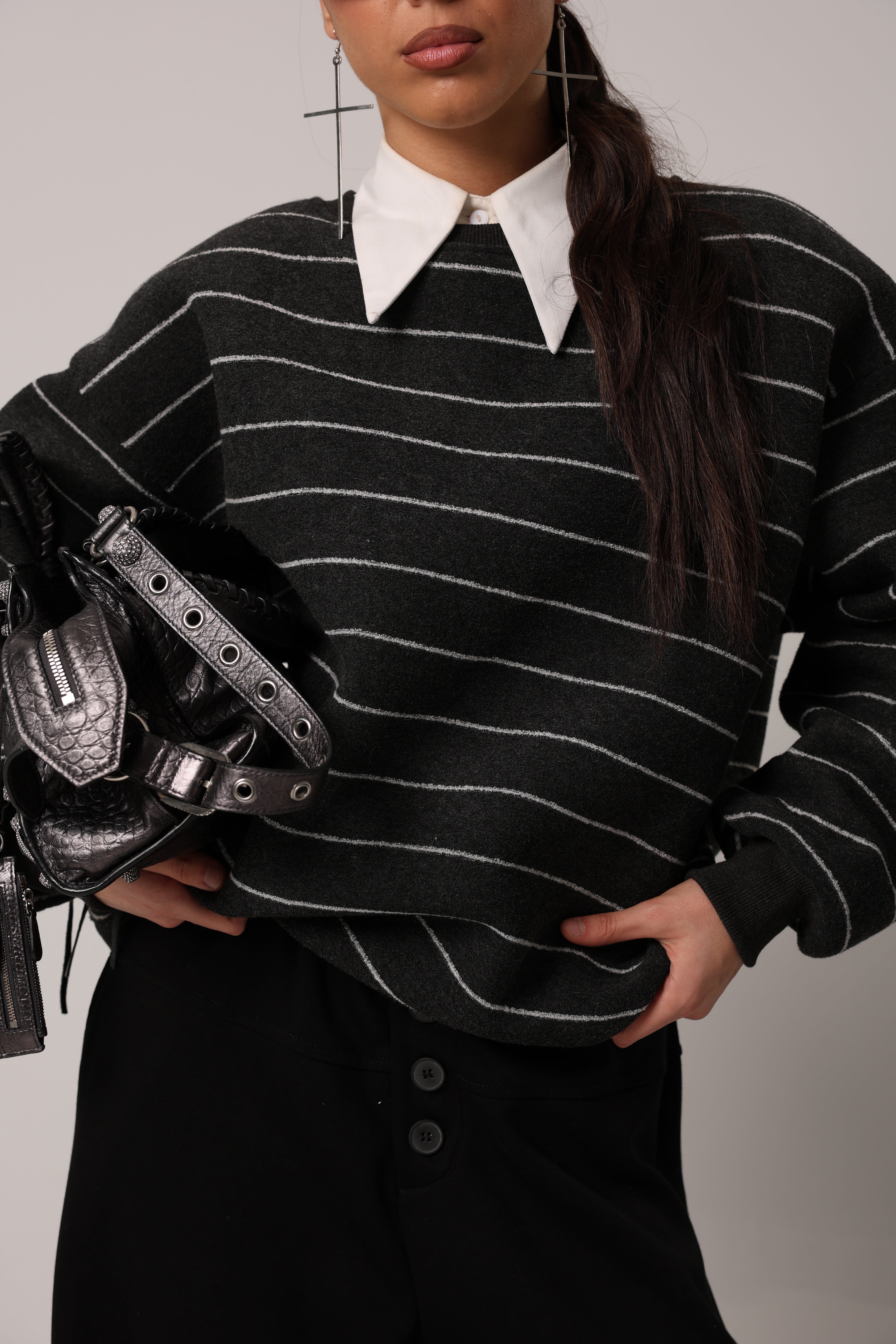 FELPA RIGHE SEVILLE GRIGIO ANTRACITE