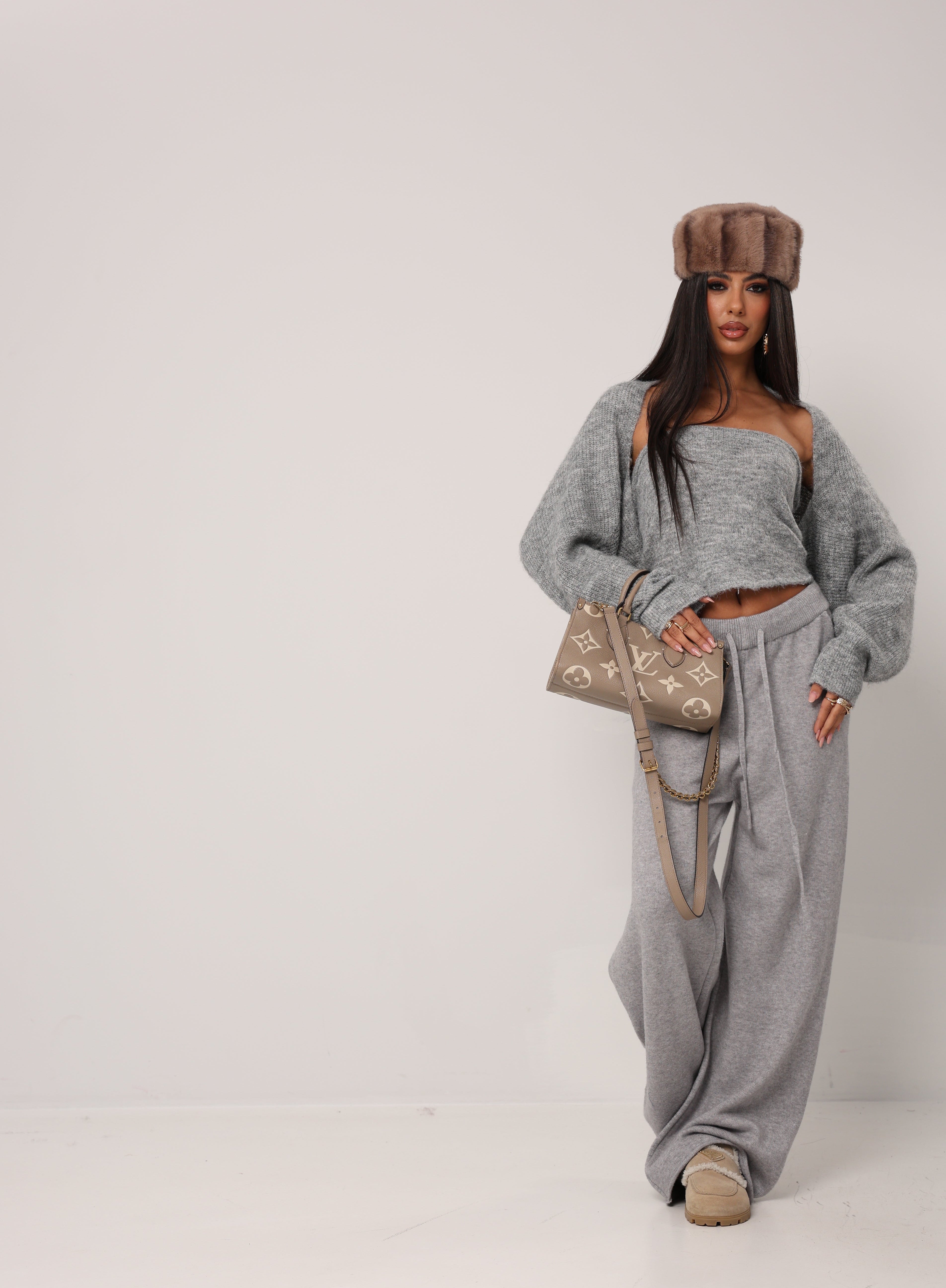 TWIN-SET SHAILA GRIGIO CHIARO DUE PEZZI