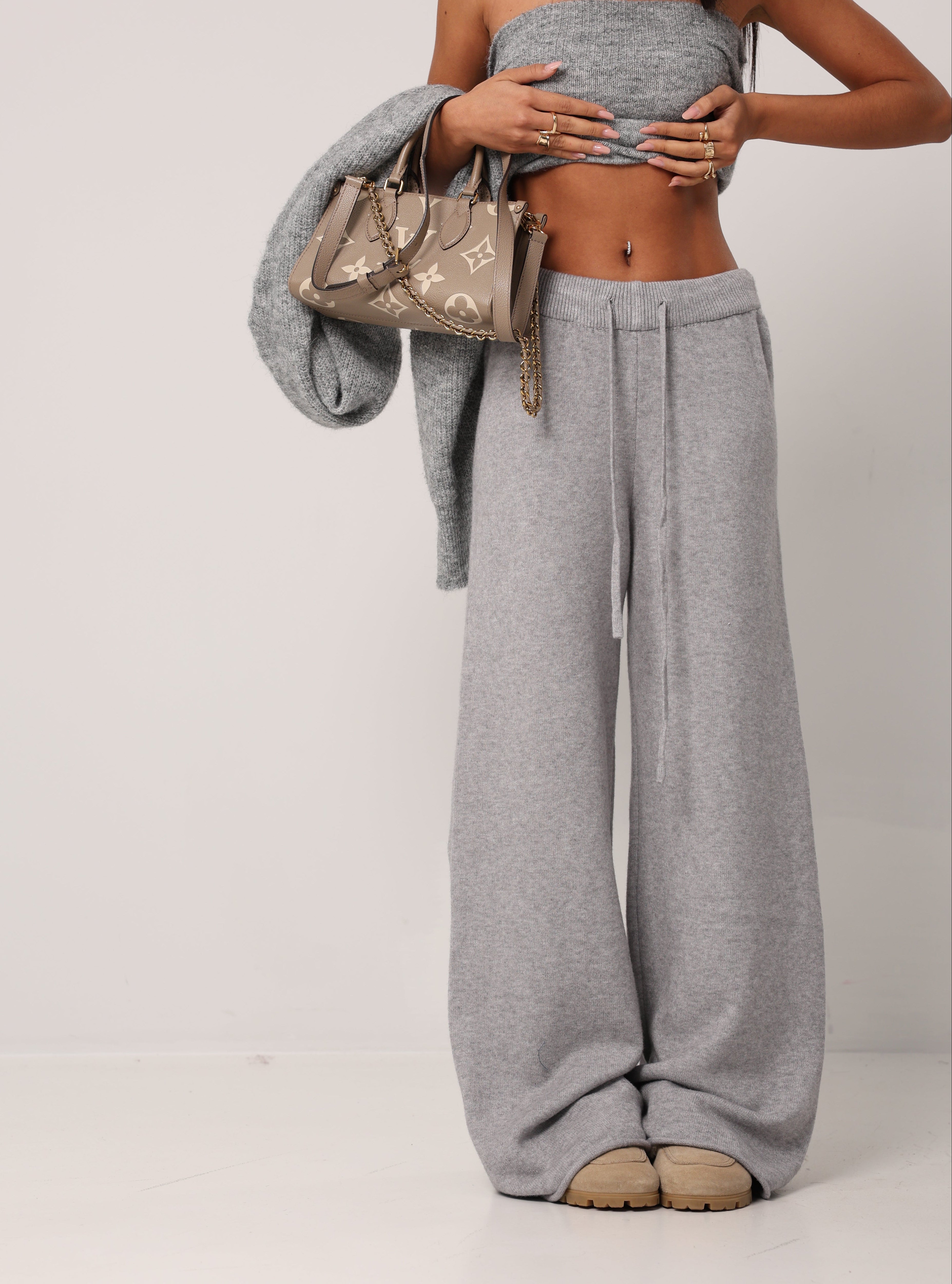 PANTALONI LANA RASATA ANIKA GRIGI