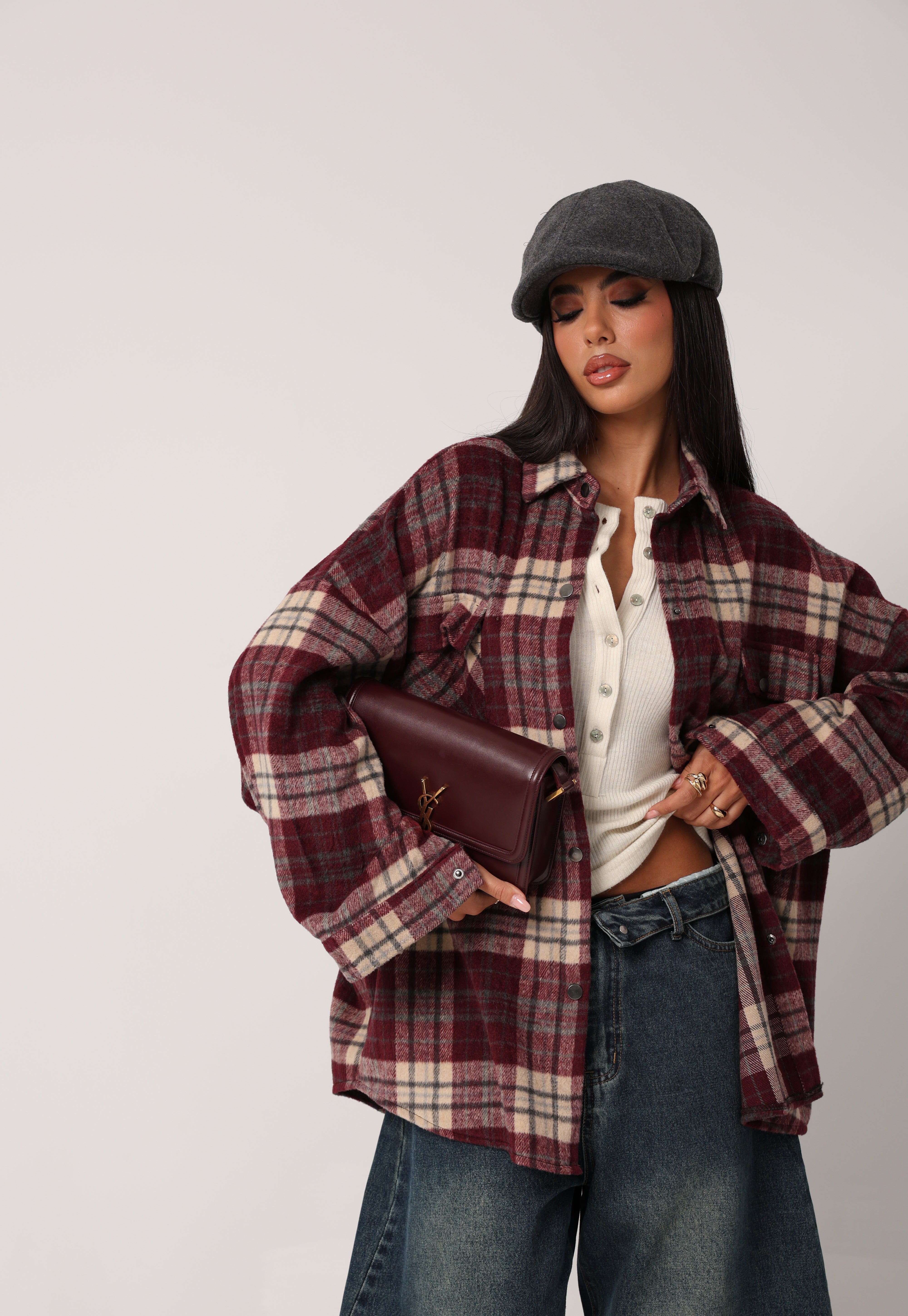 CAMICIA TARTAN ZAIRA BORDEAUX/BEIGE