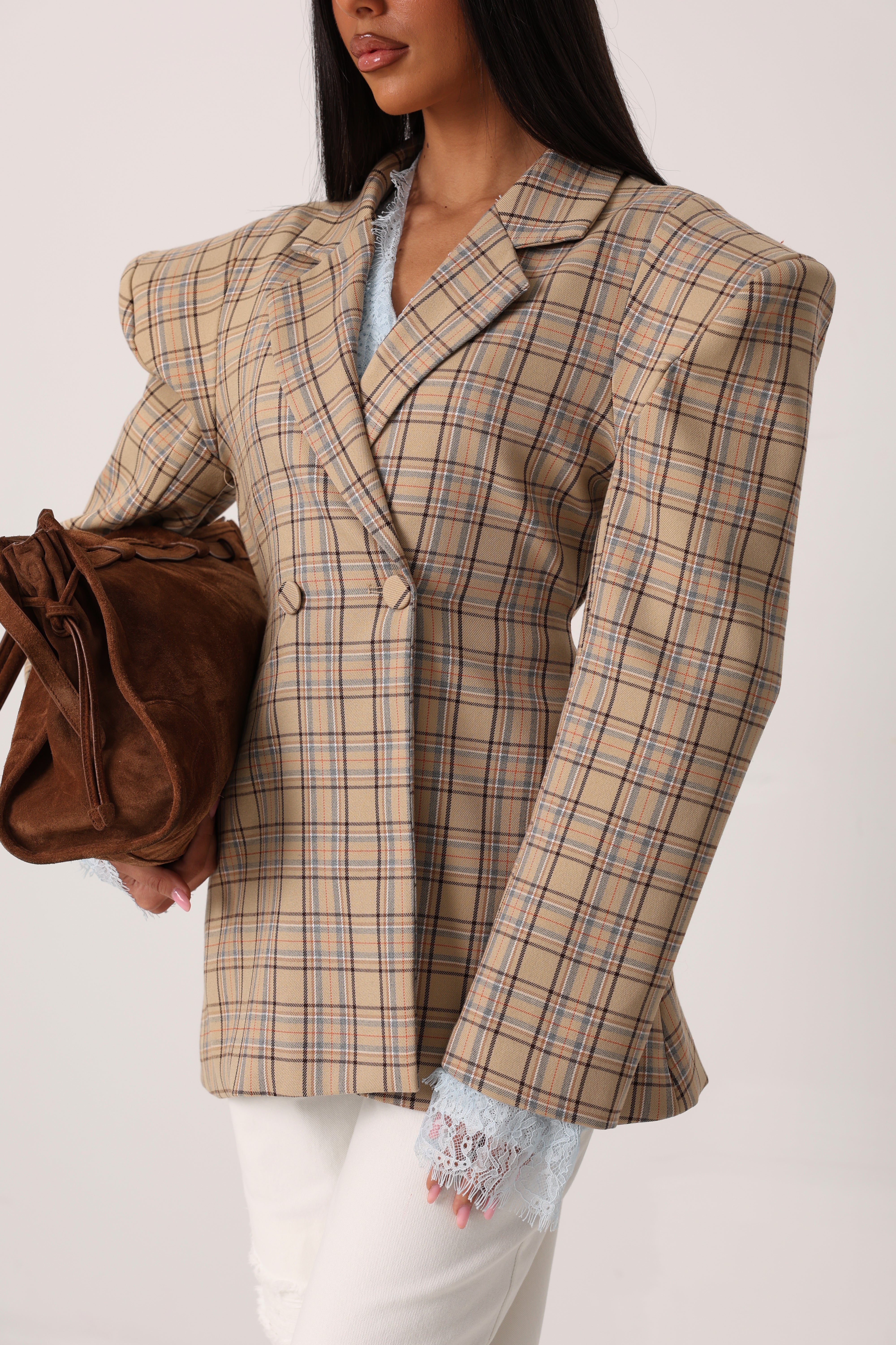 BLAZER QUADRI MALIBU' BEIGE