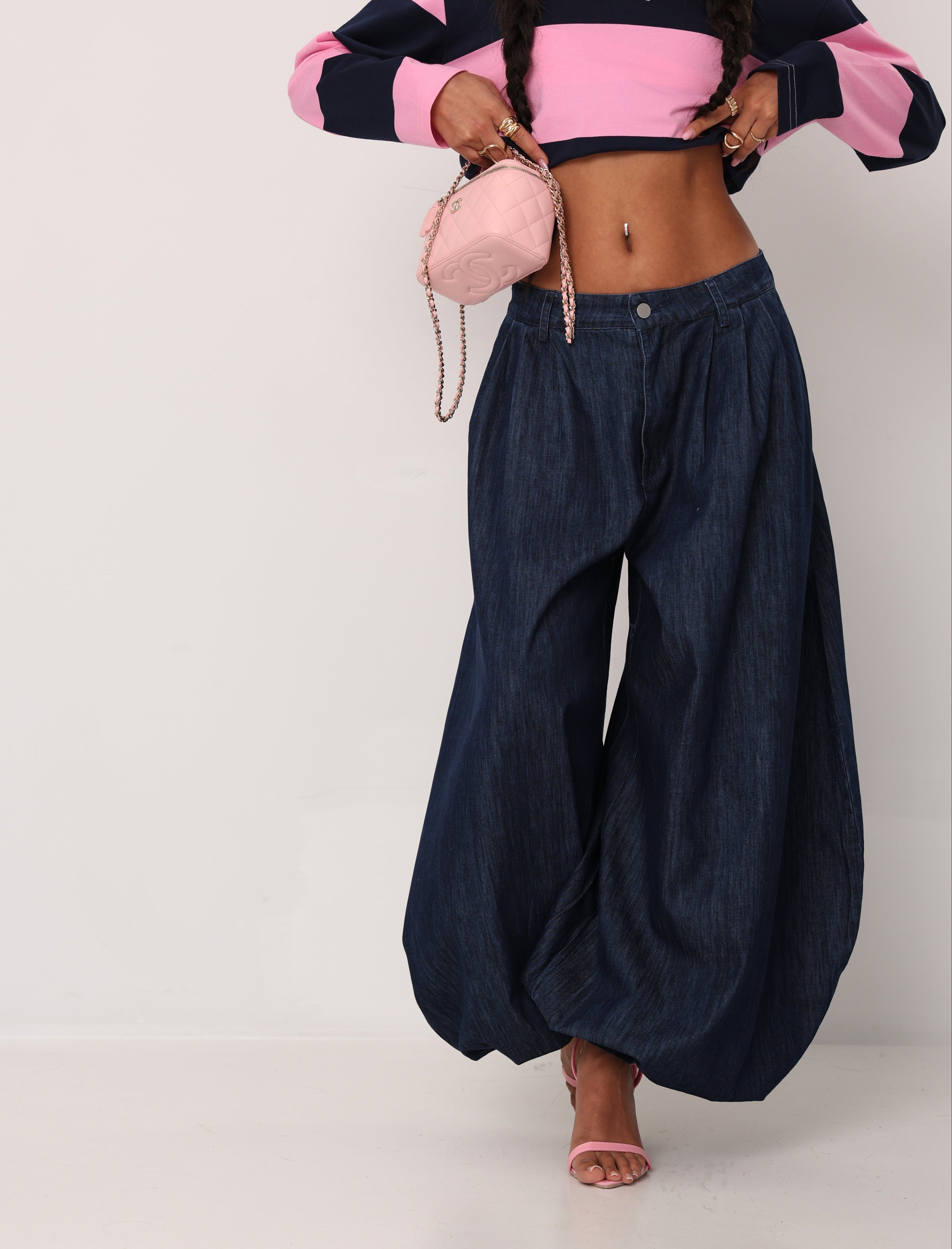 PANTALONI MINDY EFFETTO DENIM BLUE