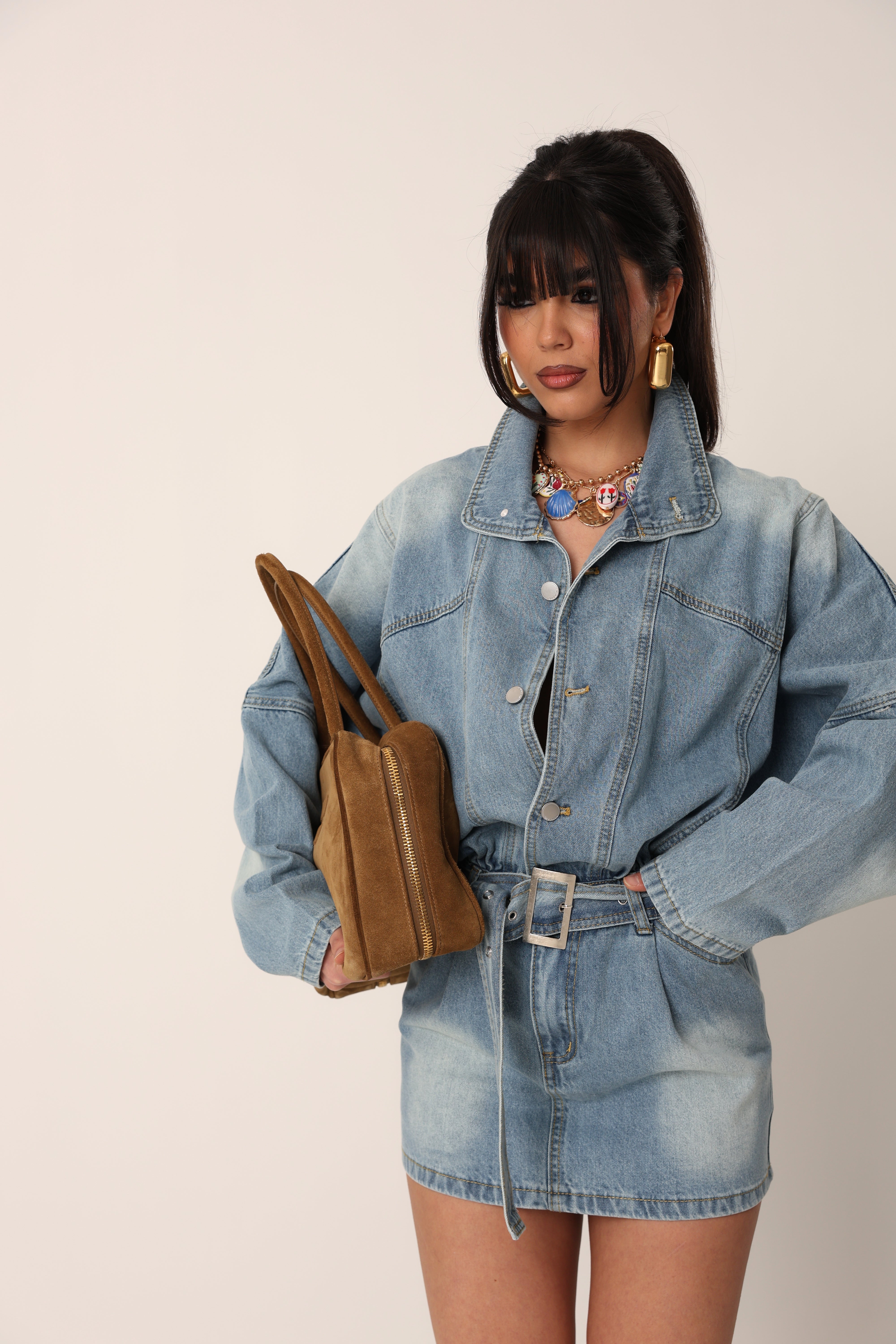 VESTITO REBECCA DENIM + CINTURA