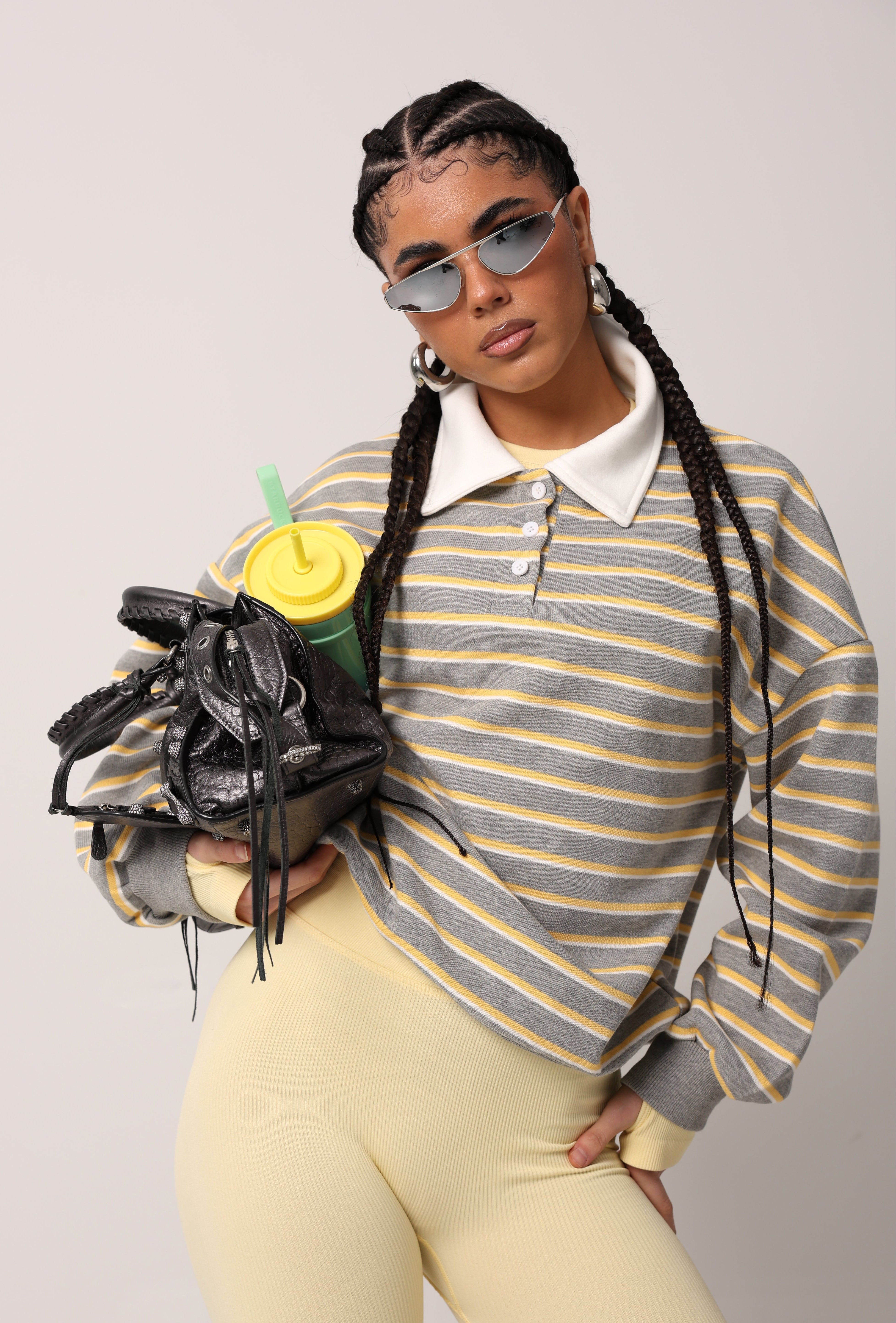 POLO RIGHE TOBIAS GRIGIA/GIALLA