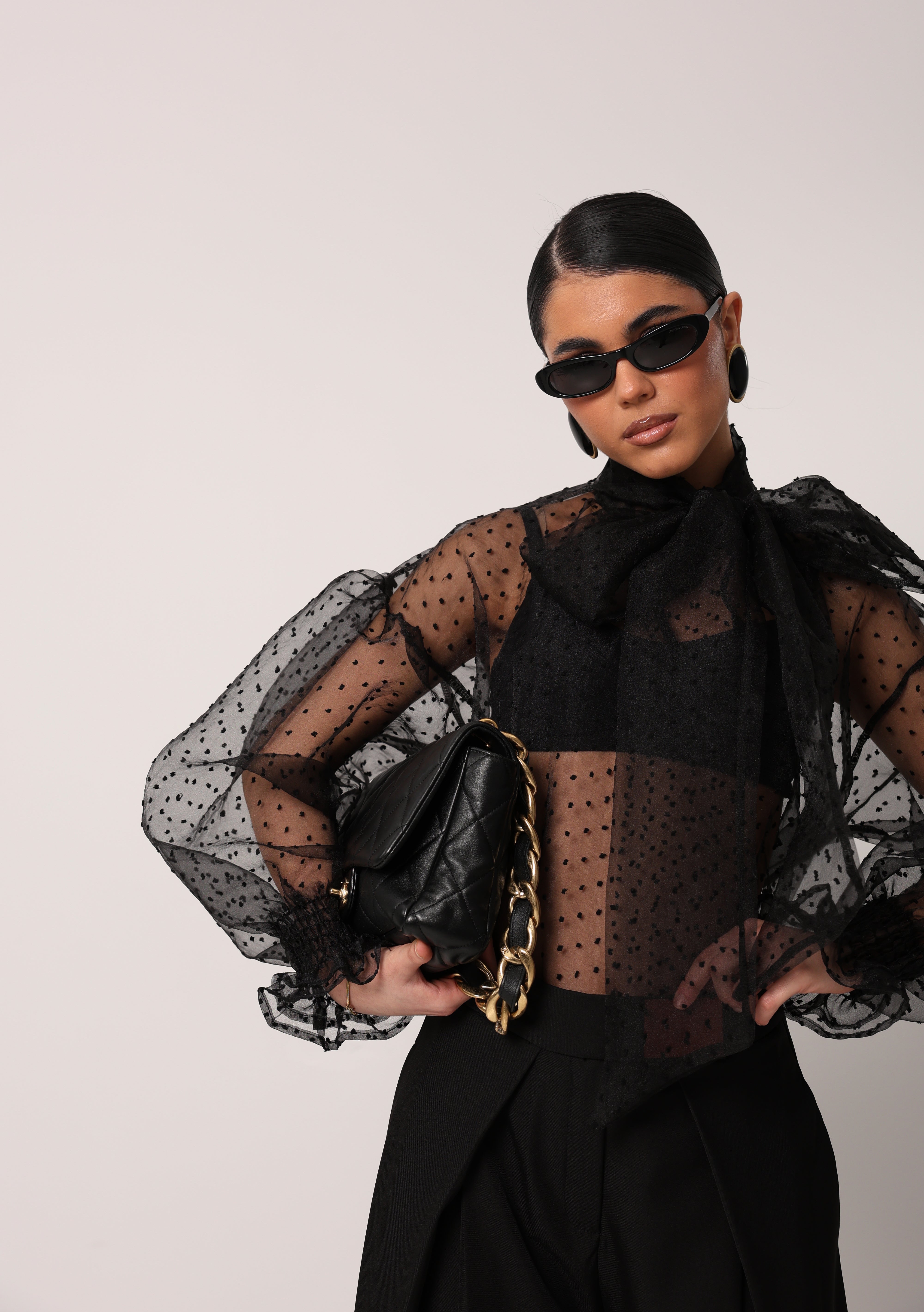 BLUSA ORGANZA RHEA NERA BY LUMINA