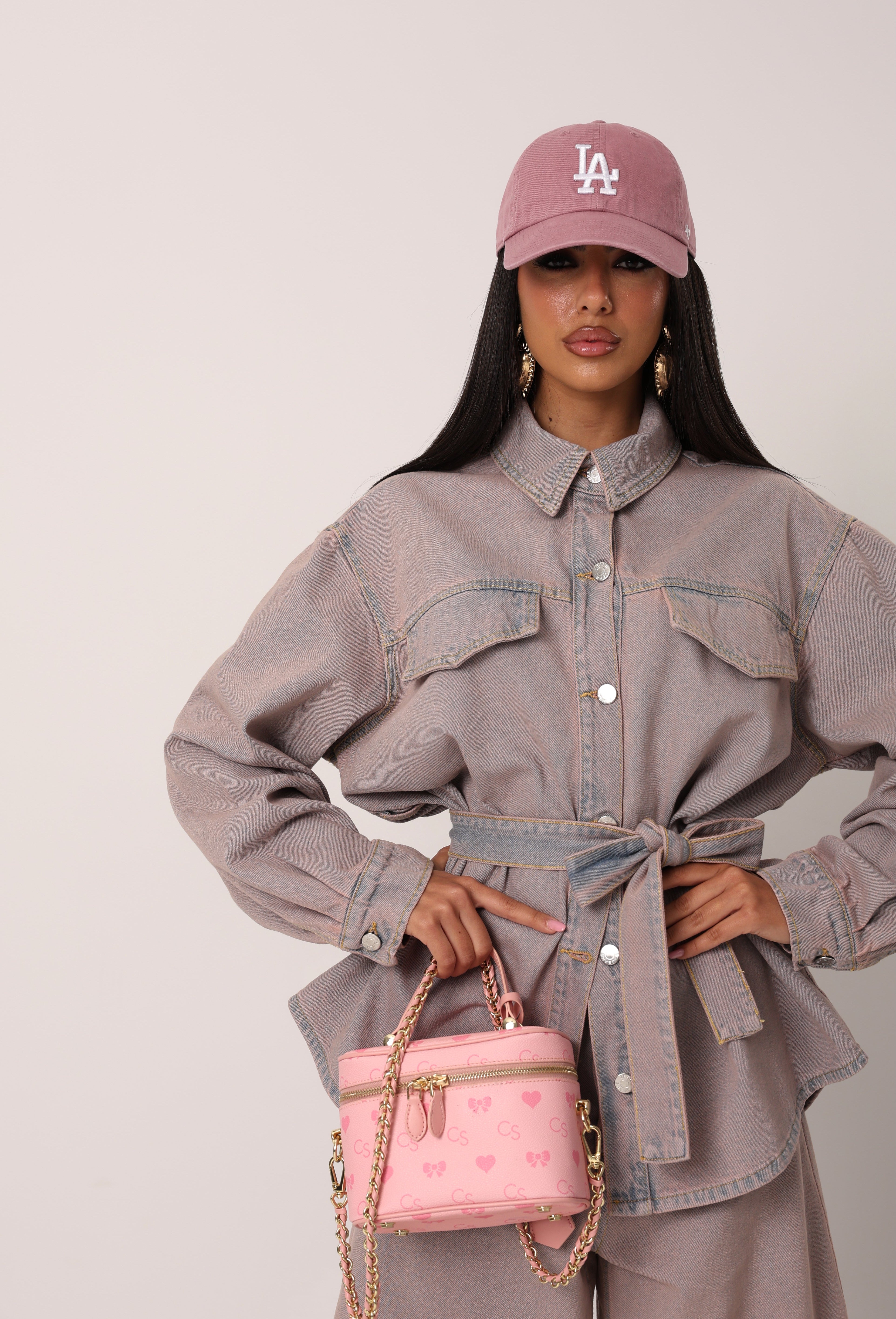 CAMICIA KORA DENIM ROSA + CINTURA