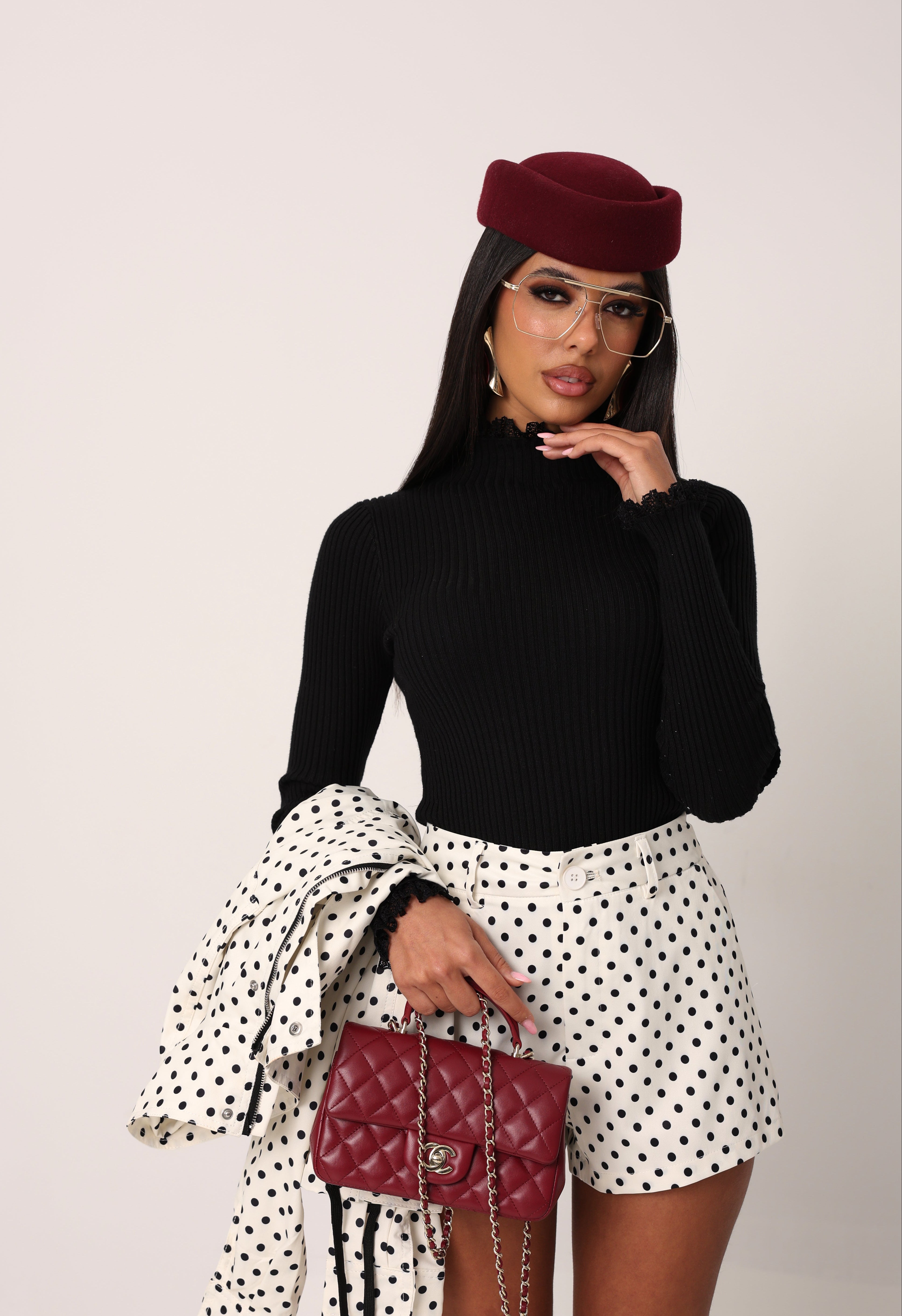 MAGLIETTINA PIZZO COSTINE INTUITION NERA