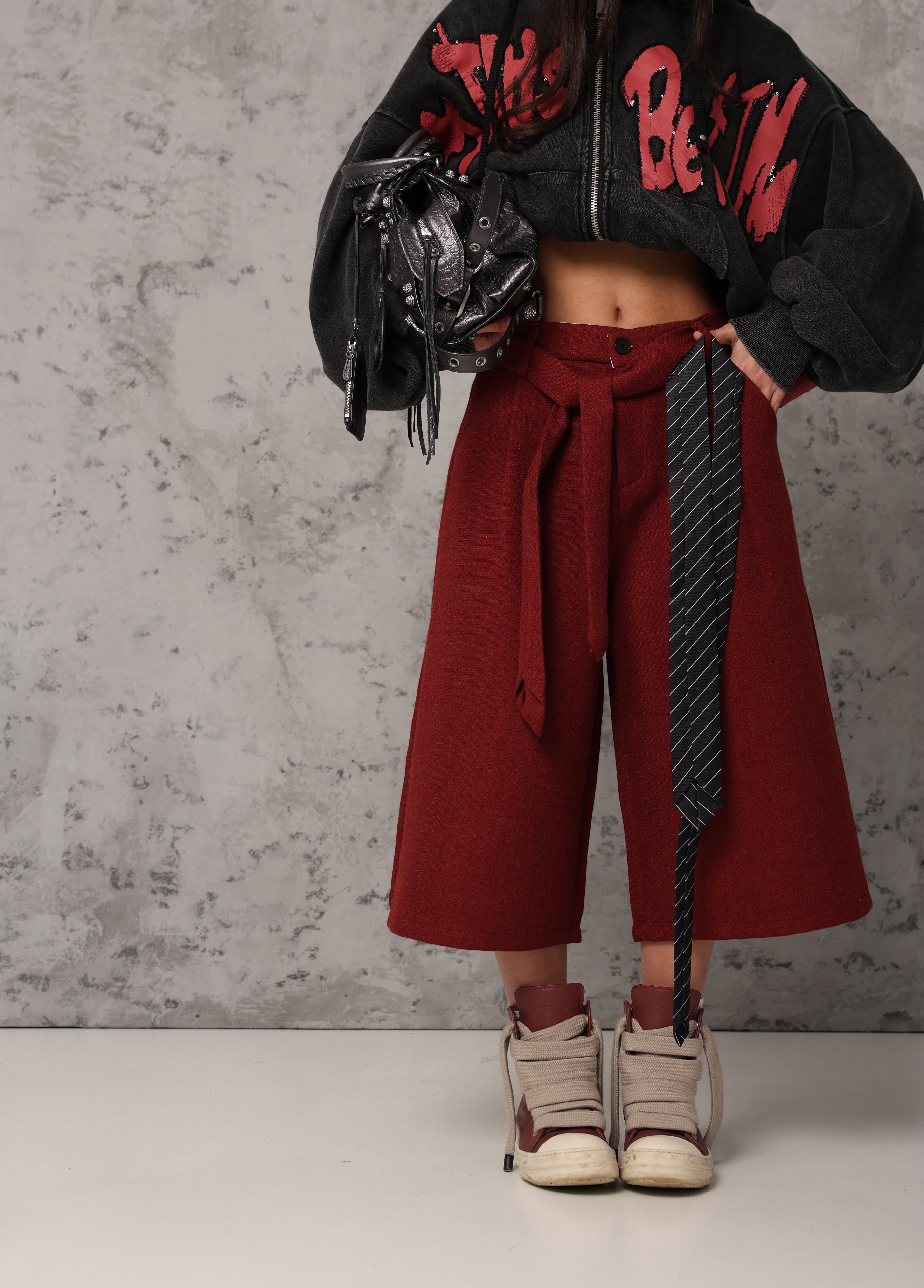 BERMUDA PANNO MADDALENA TERRACOTTA + CINTURA E CRAVATTA