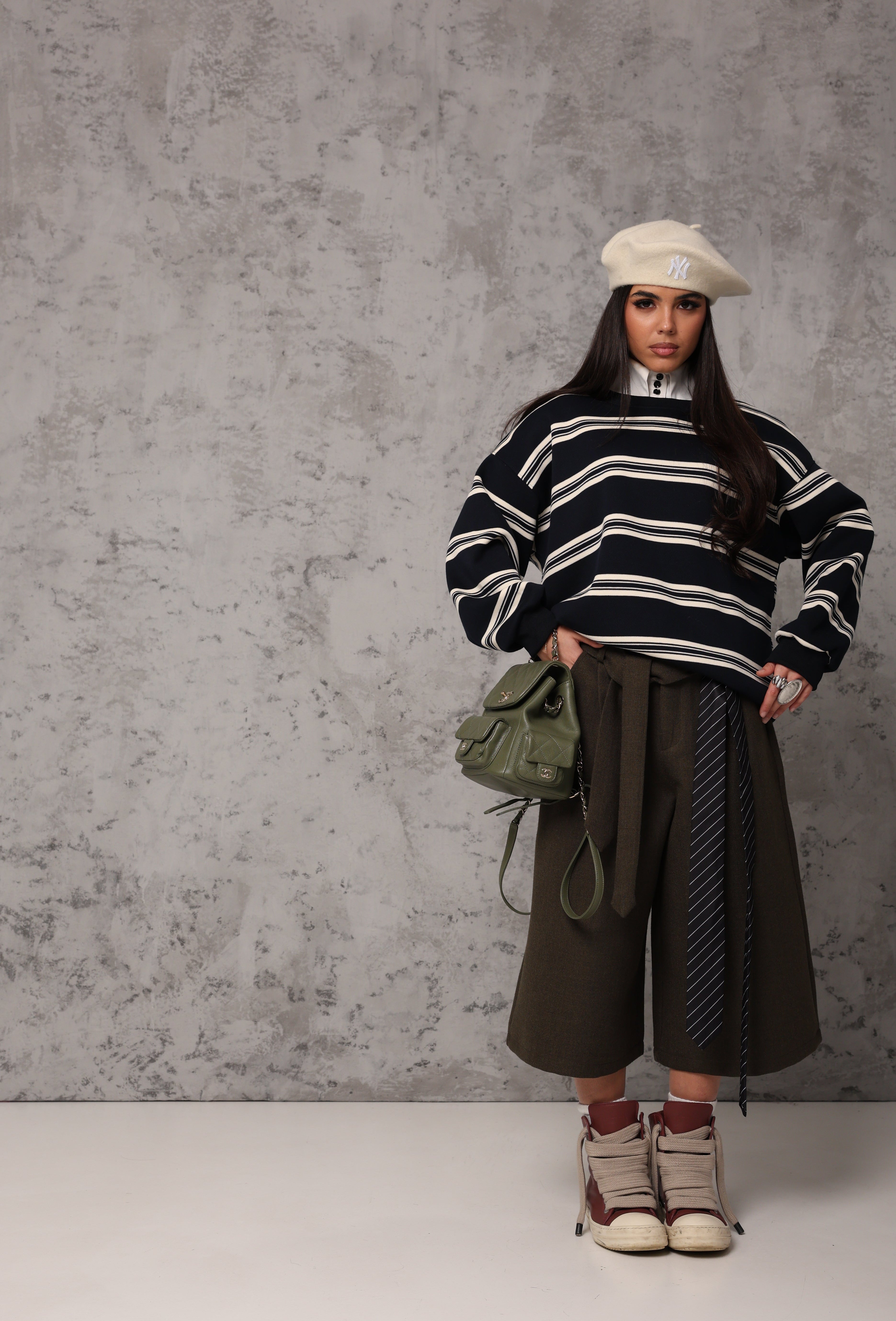 BERMUDA PANNO MADDALENA VERDE + CINTURA E CRAVATTA