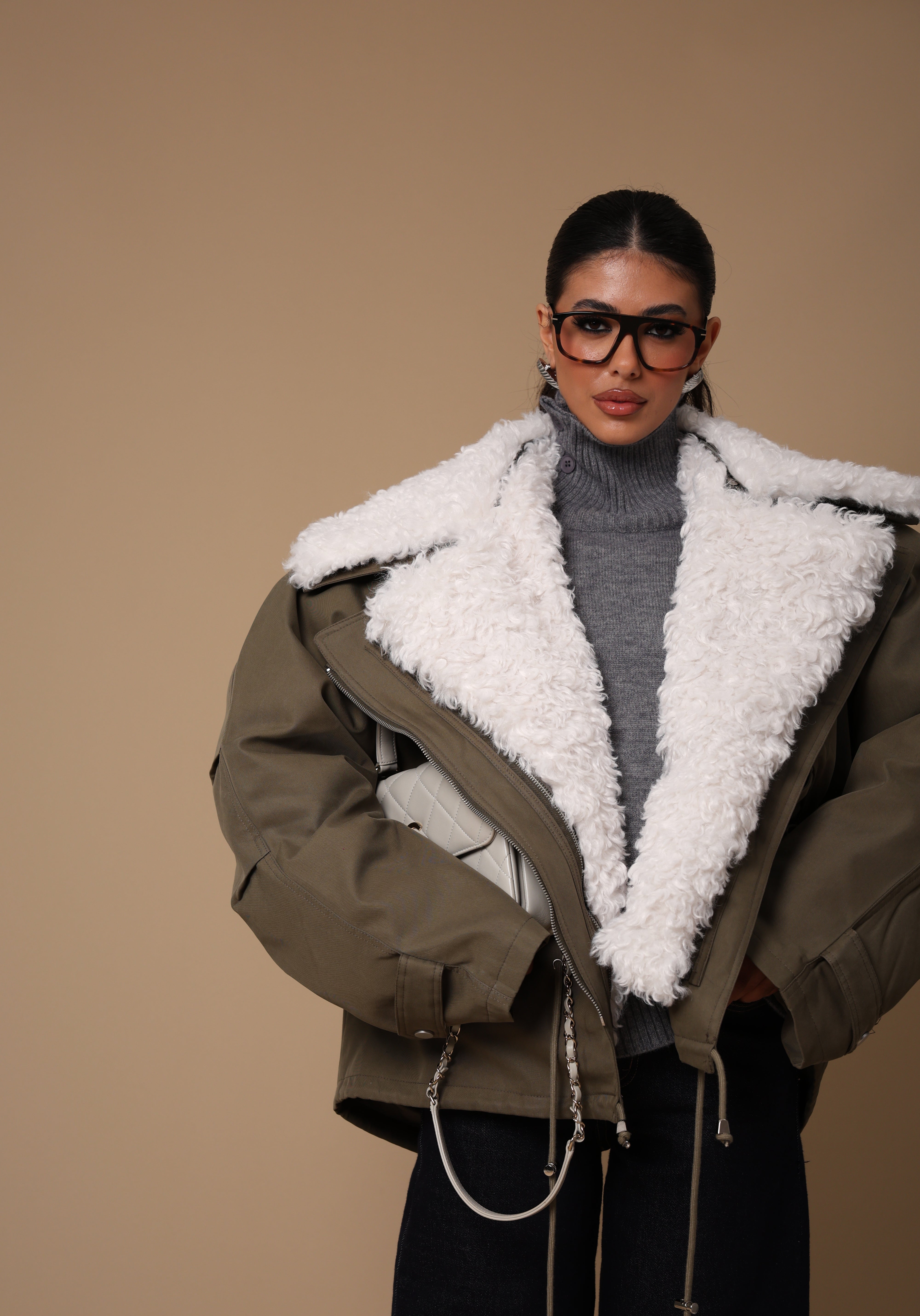 GIUBBINO + ECOPELLICCIA HILDA VERDE/BIANCA