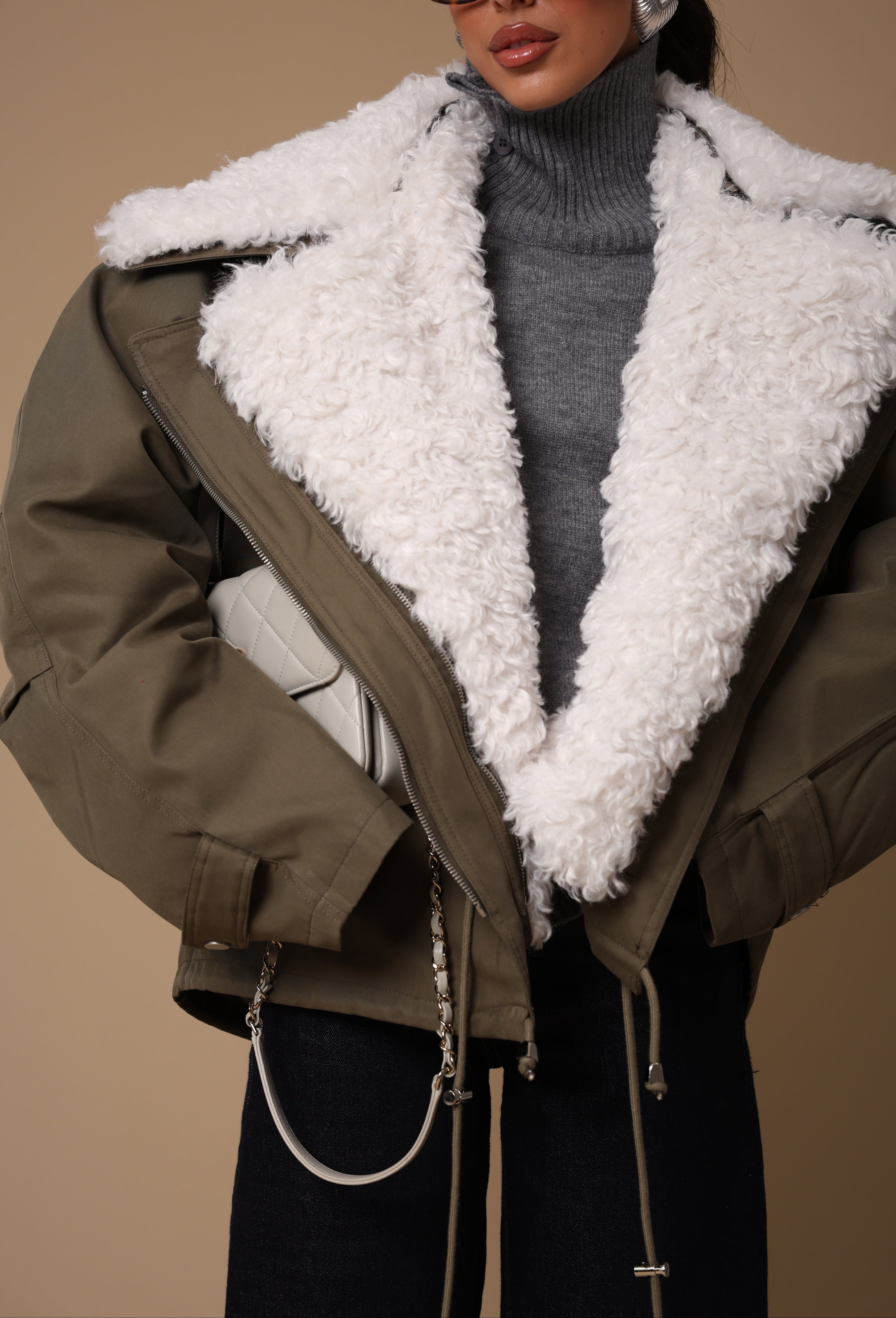 GIUBBINO + ECOPELLICCIA HILDA VERDE/BIANCA