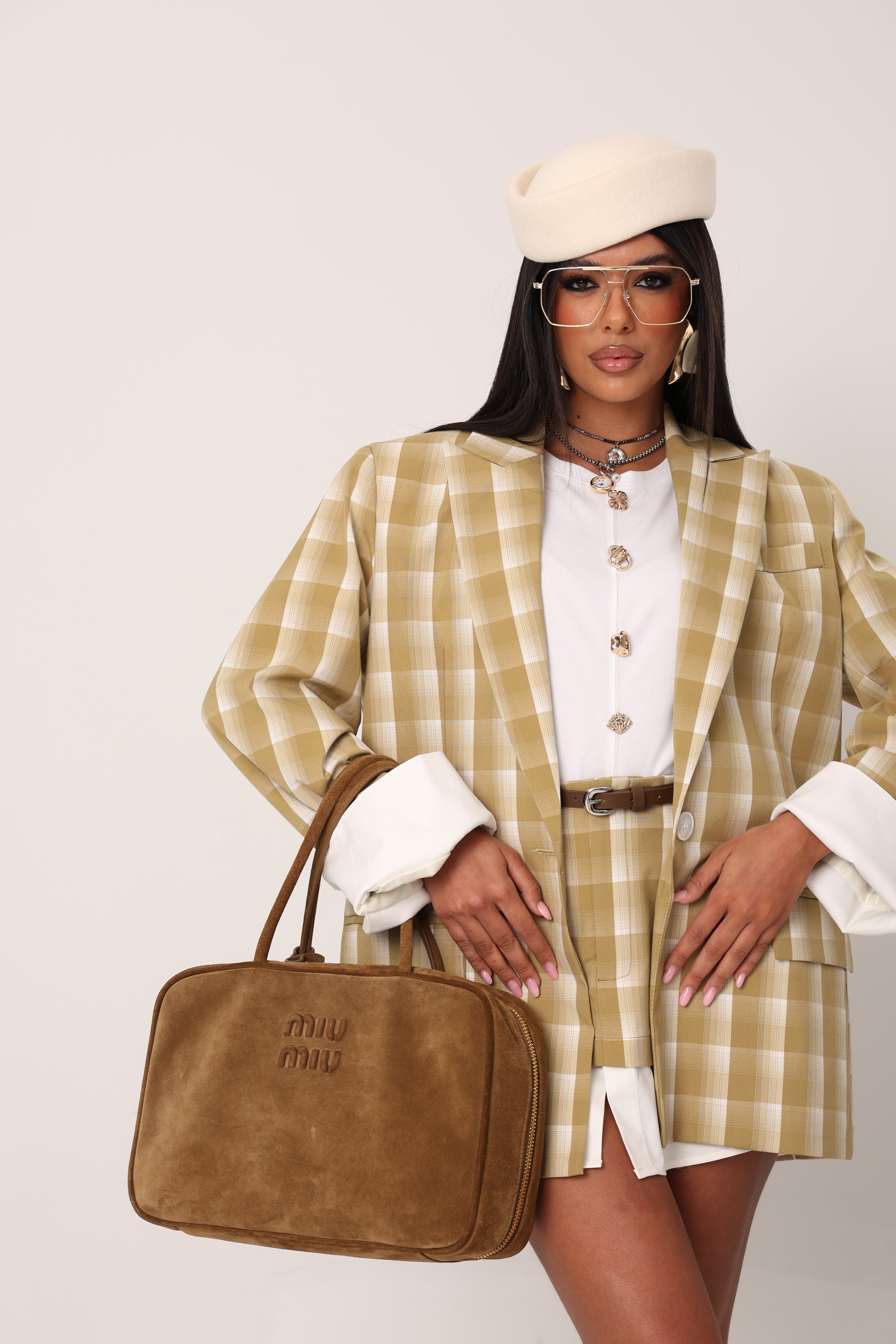 BLAZER QUADRI ELARA VERDE OLIVA BY LUMINA